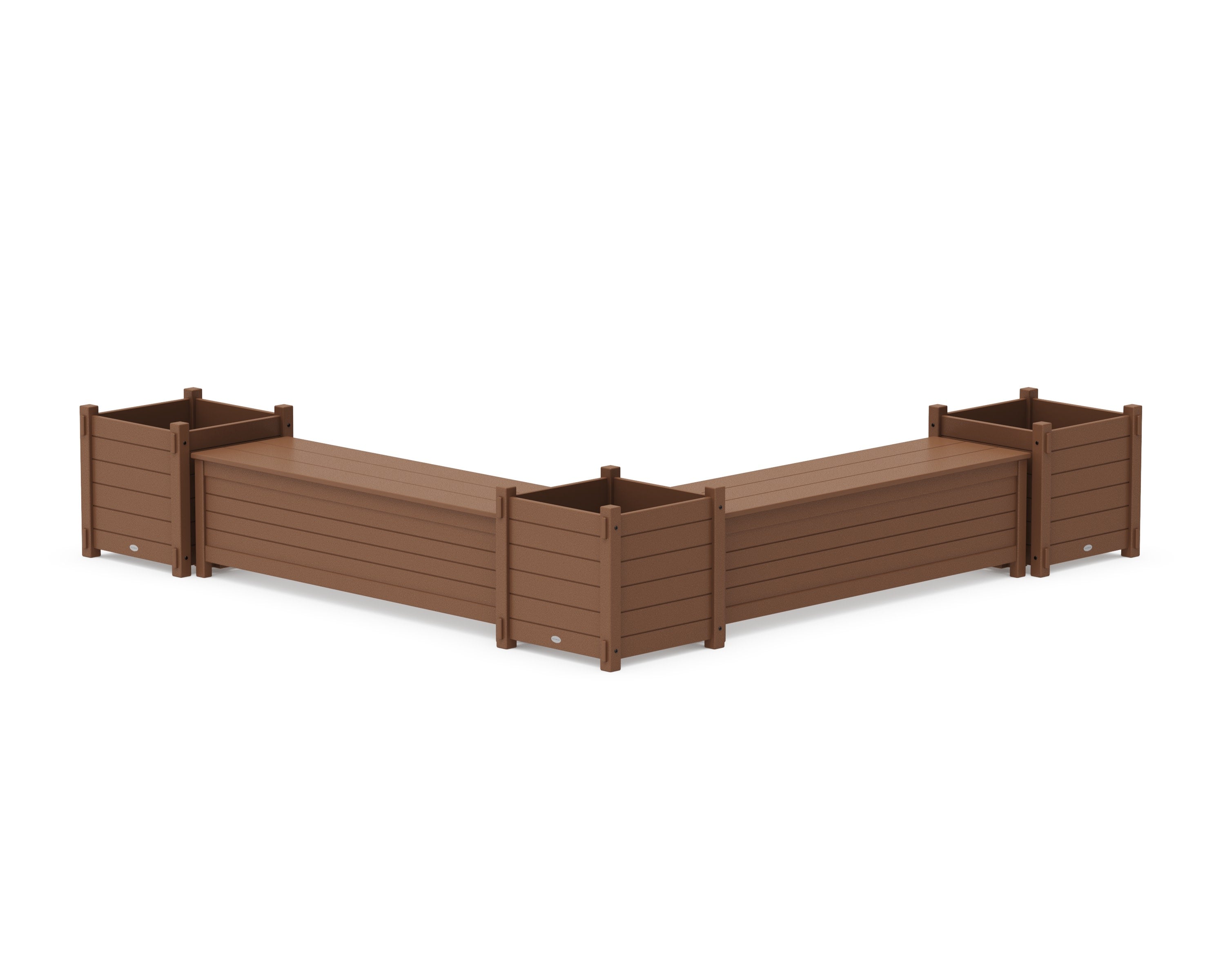 60" Nautical L- Shaped Planter Storage Bench Corner Set- Large in Teak