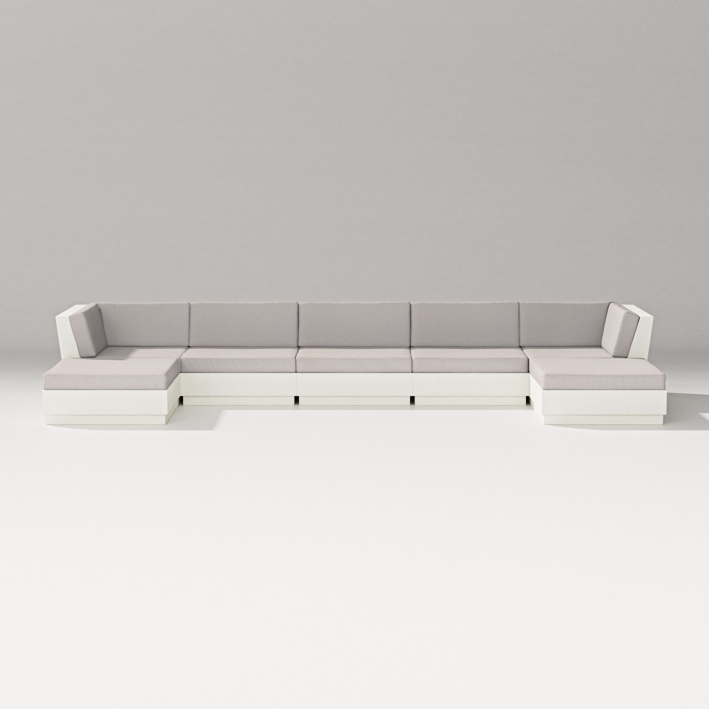 Elevate 7-Piece Double Chaise Sectional in Vintage White / Dune Burlap