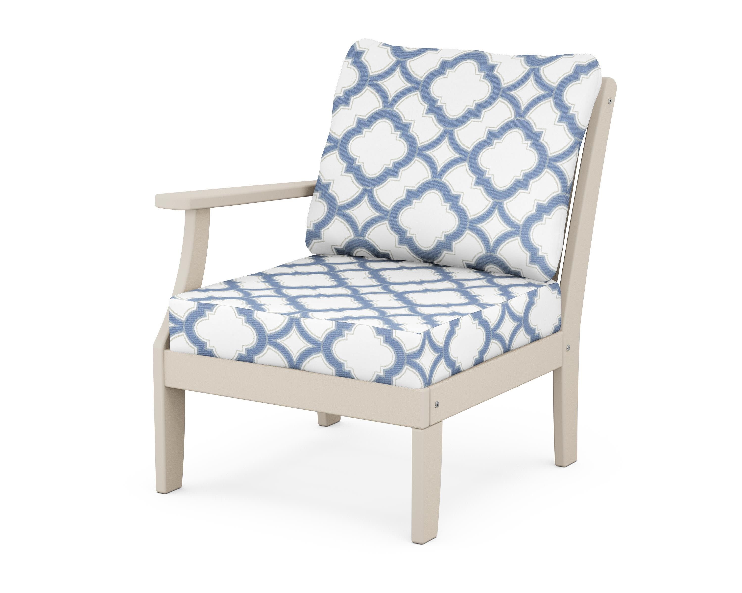 Braxton Modular Left Arm Chair in Sand / Trellis Sky Blue