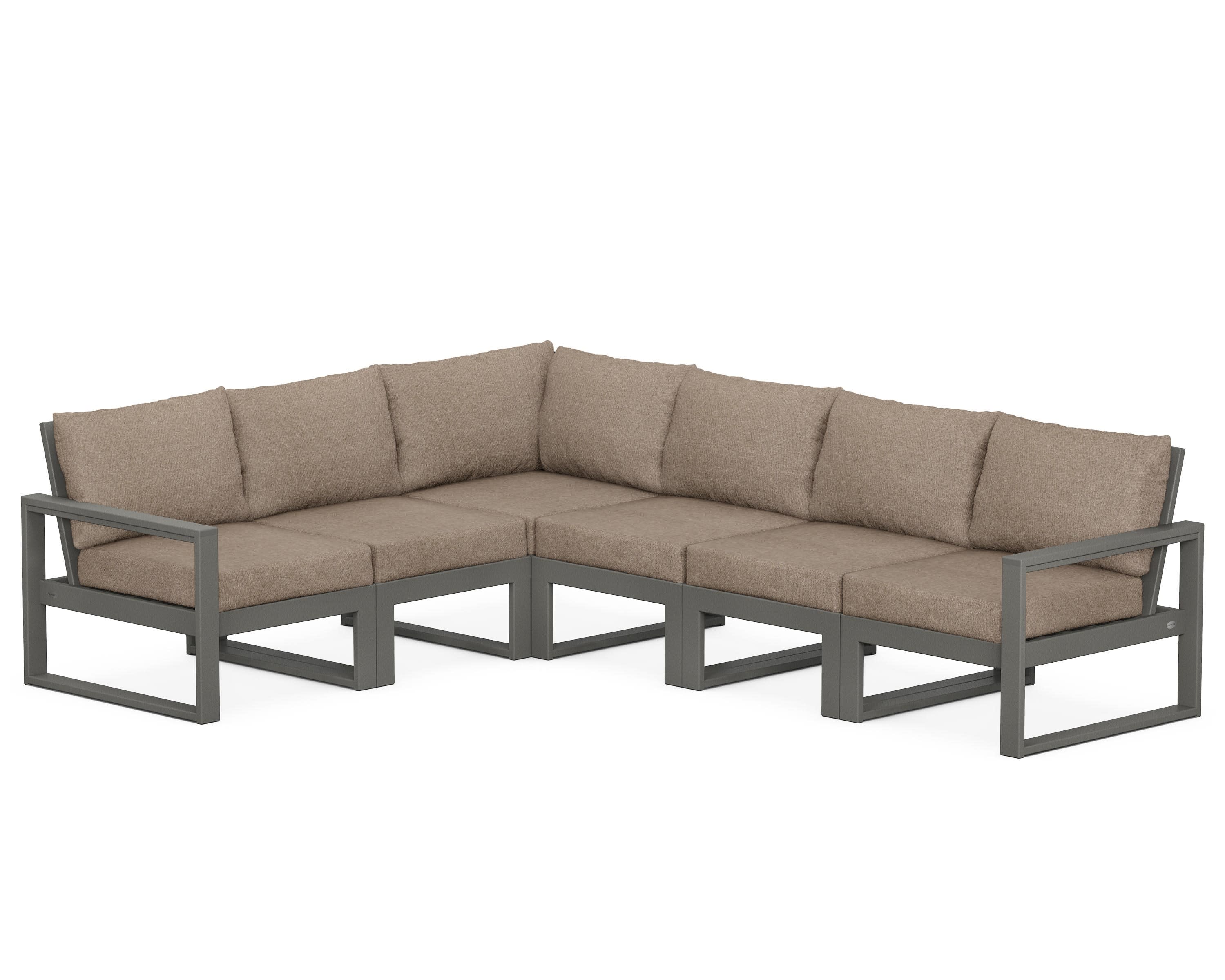EDGE 6-Piece Modular Deep Seating Set in Slate Grey / Spiced Burlap