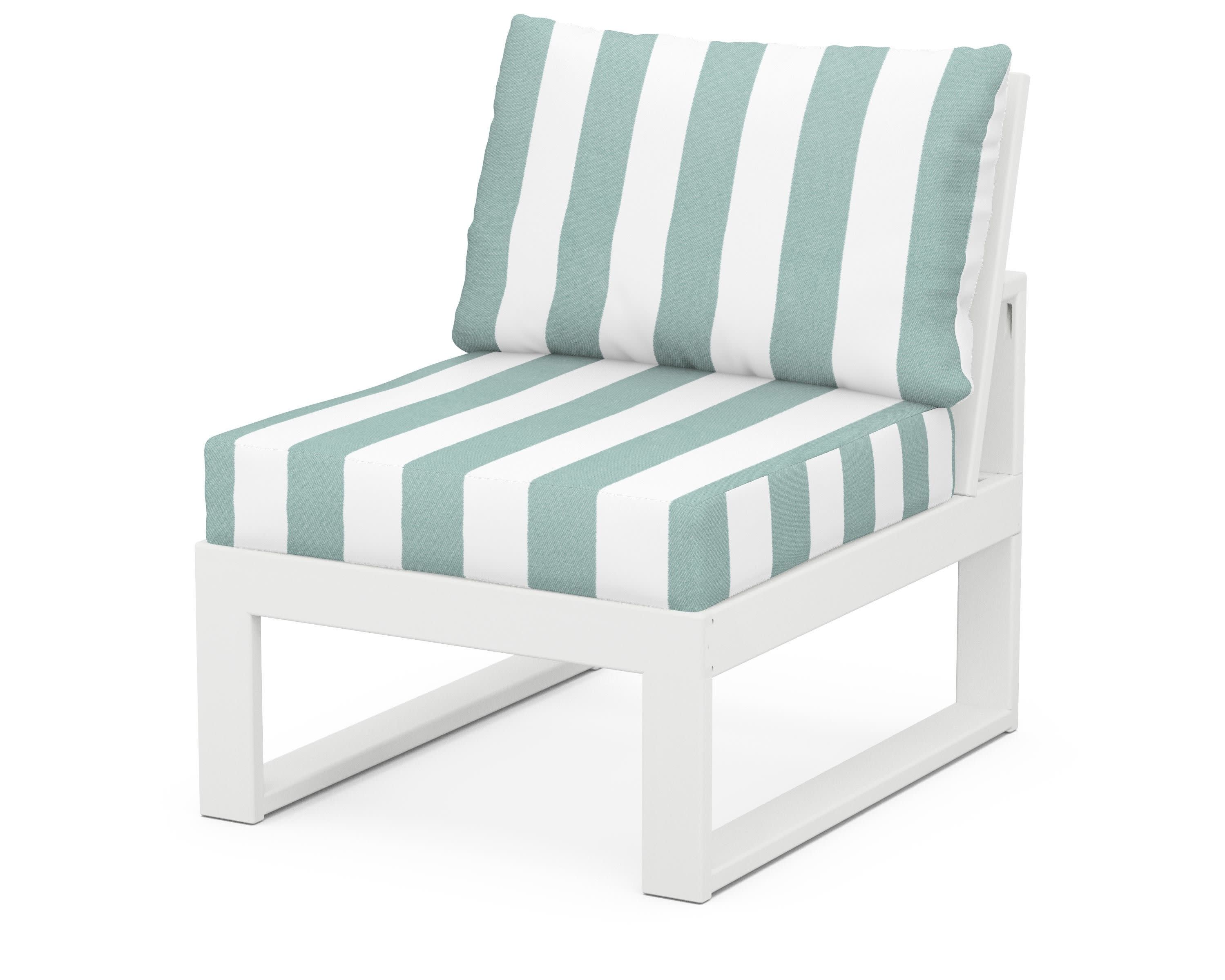 Modular Armless Chair in White / Cabana Stripe Glacier Spa