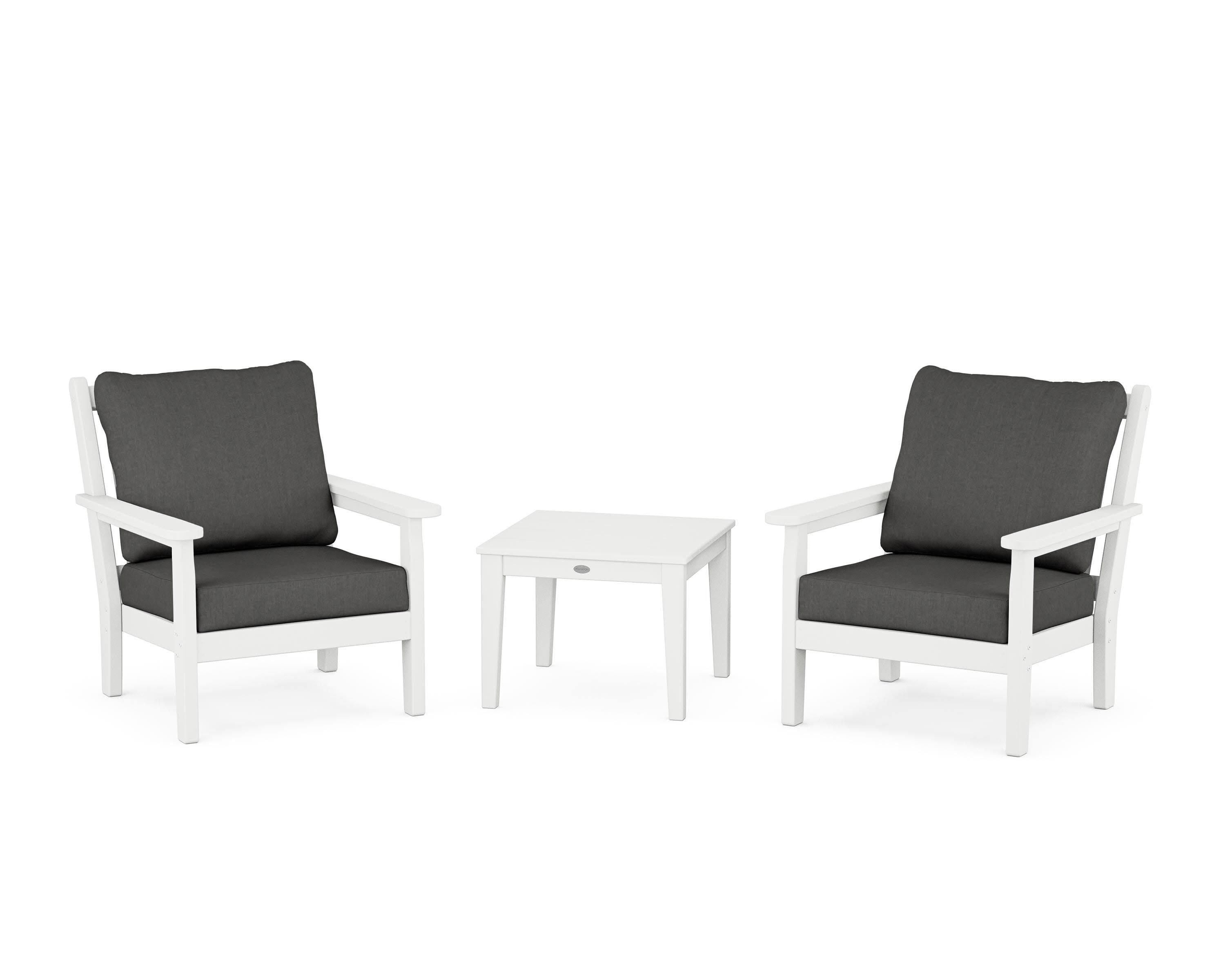 Chippendale 3-Piece Deep Seating Set in White / Spectrum Carbon