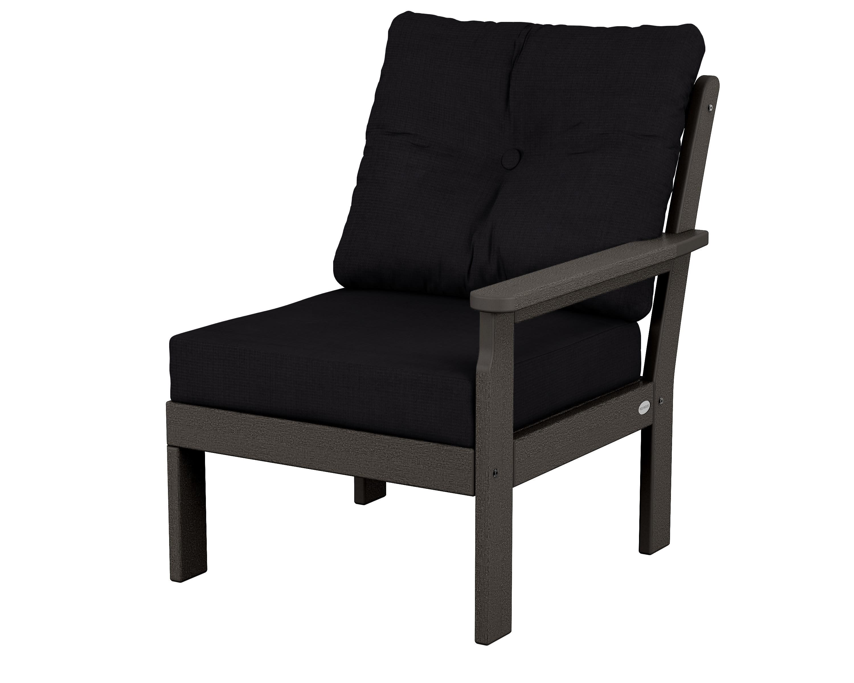 Vineyard Modular Right Arm Chair in Vintage Coffee / Midnight Linen