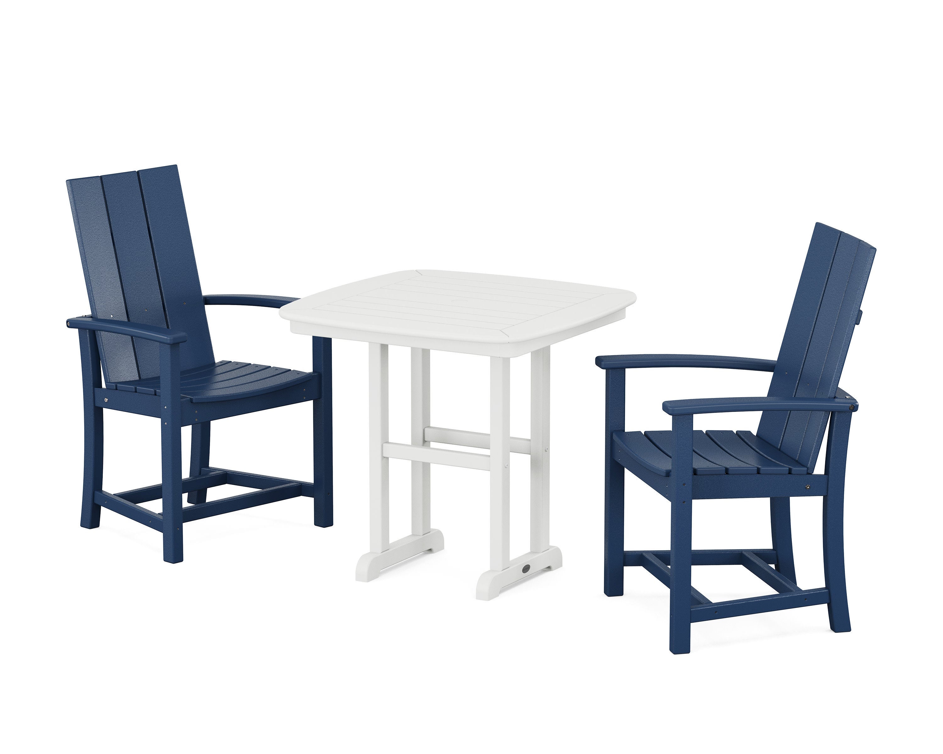 Modern Adirondack 3-Piece Dining Set in Navy / White