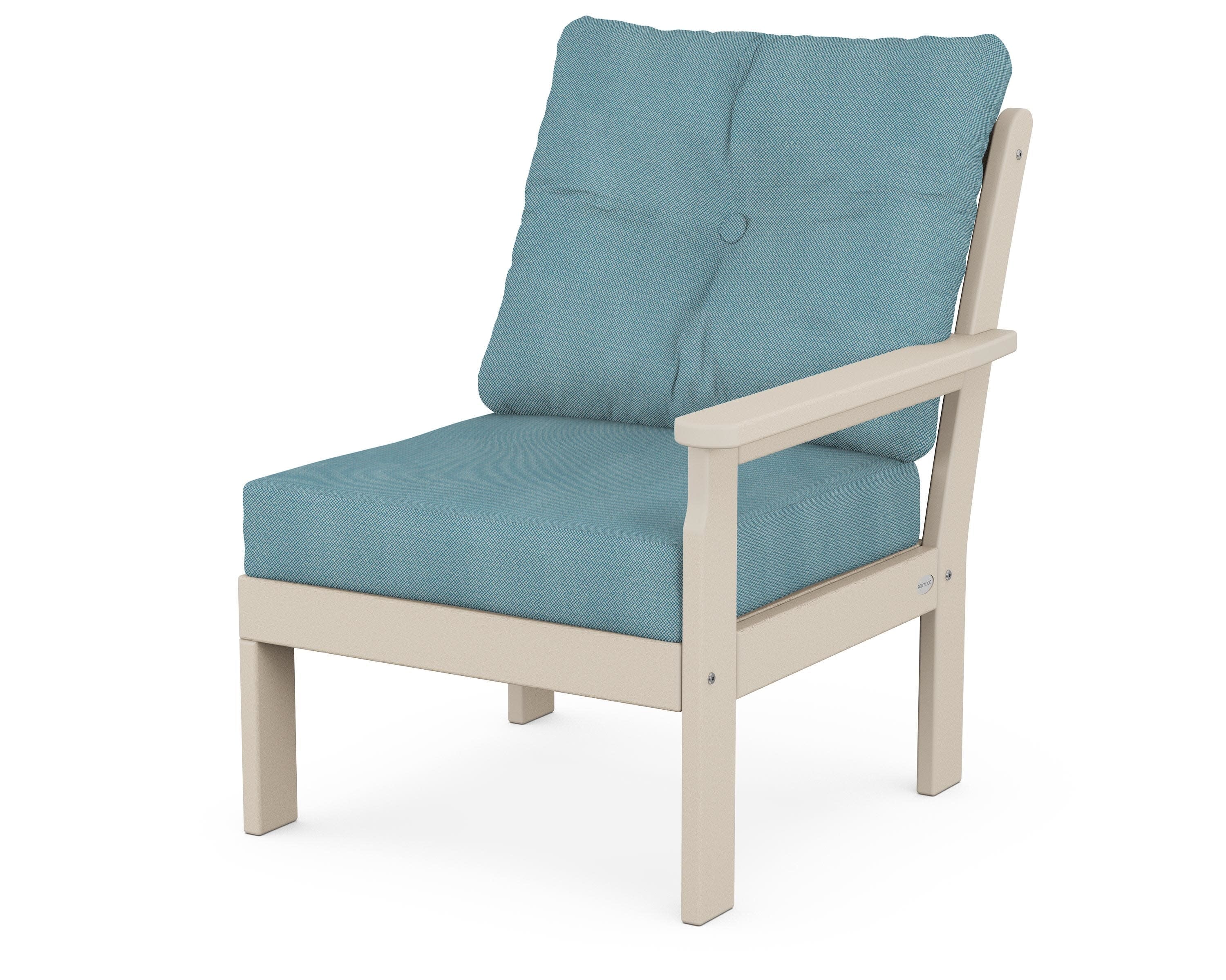 Vineyard Modular Right Arm Chair in Sand / Lattice Sky Blue