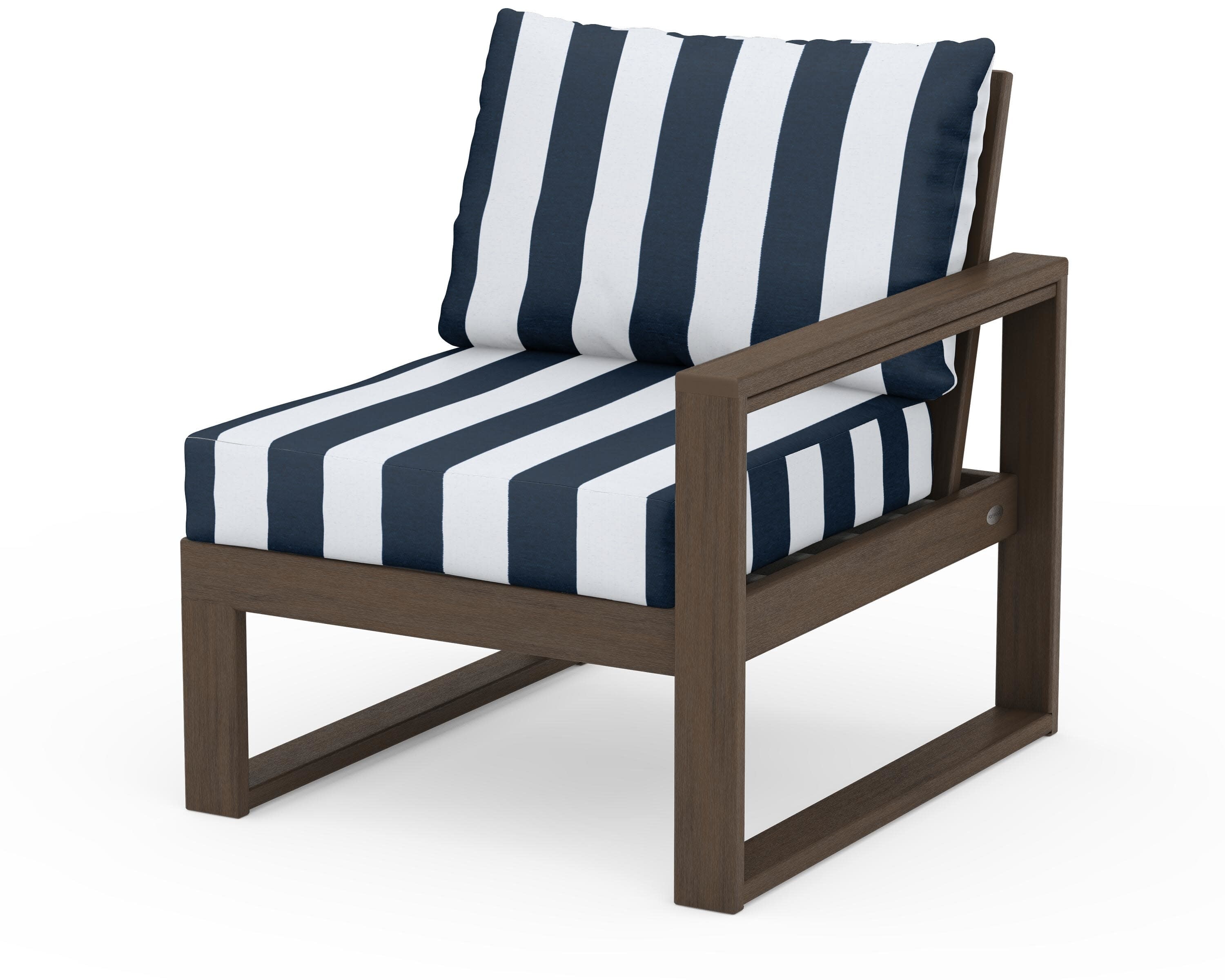 EDGE Modular Right Arm Chair in Kona / Cabana Stripe Marine Indigo