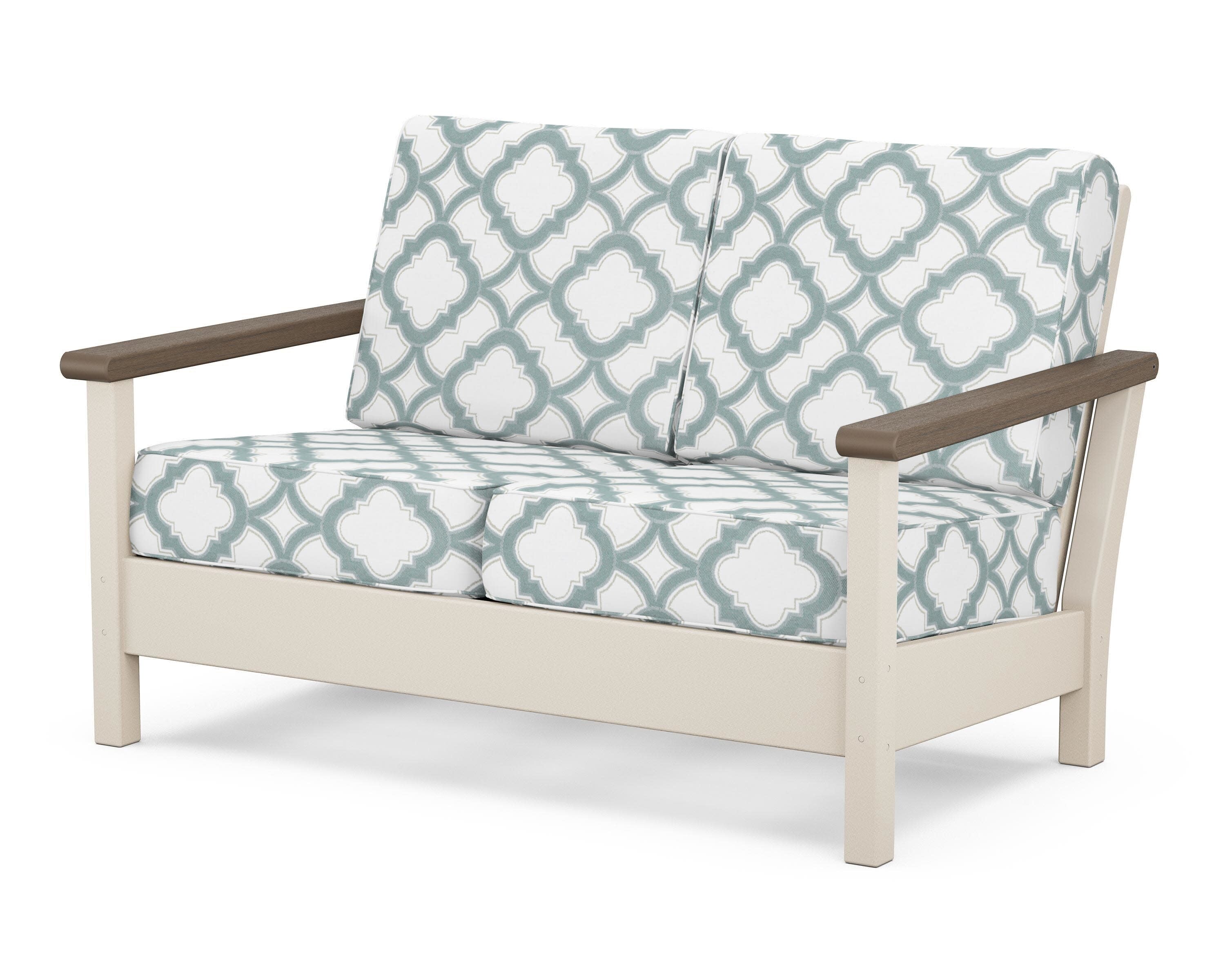 Harbour Deep Seating Loveseat in Sand / Kona / Trellis Glacier Spa