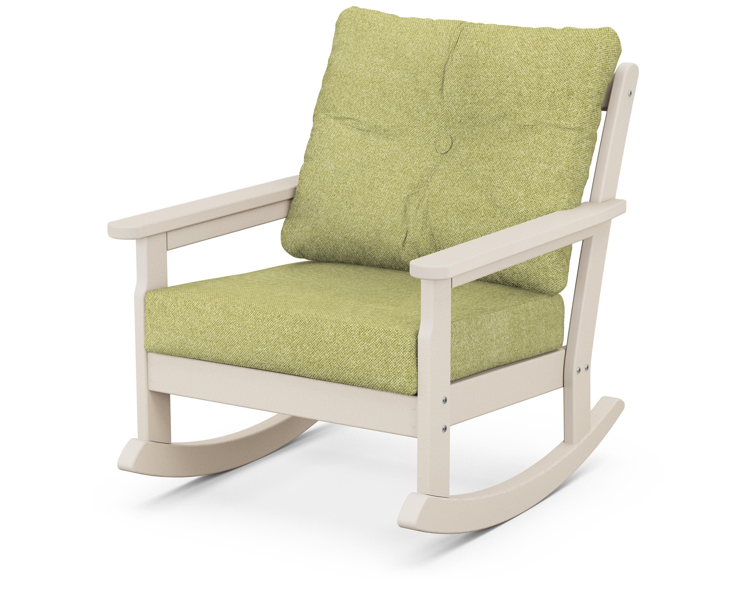 Vineyard Deep Seating Rocking Chair in Sand / Chartreuse Boucle