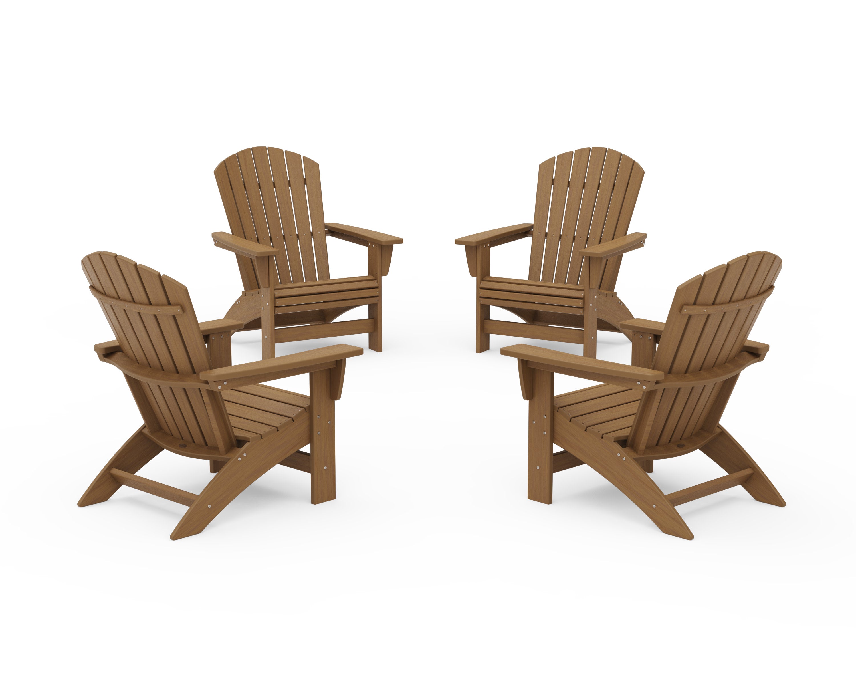 4-Piece Nautical Grand Adirondack Chair Conversation Set in Natural