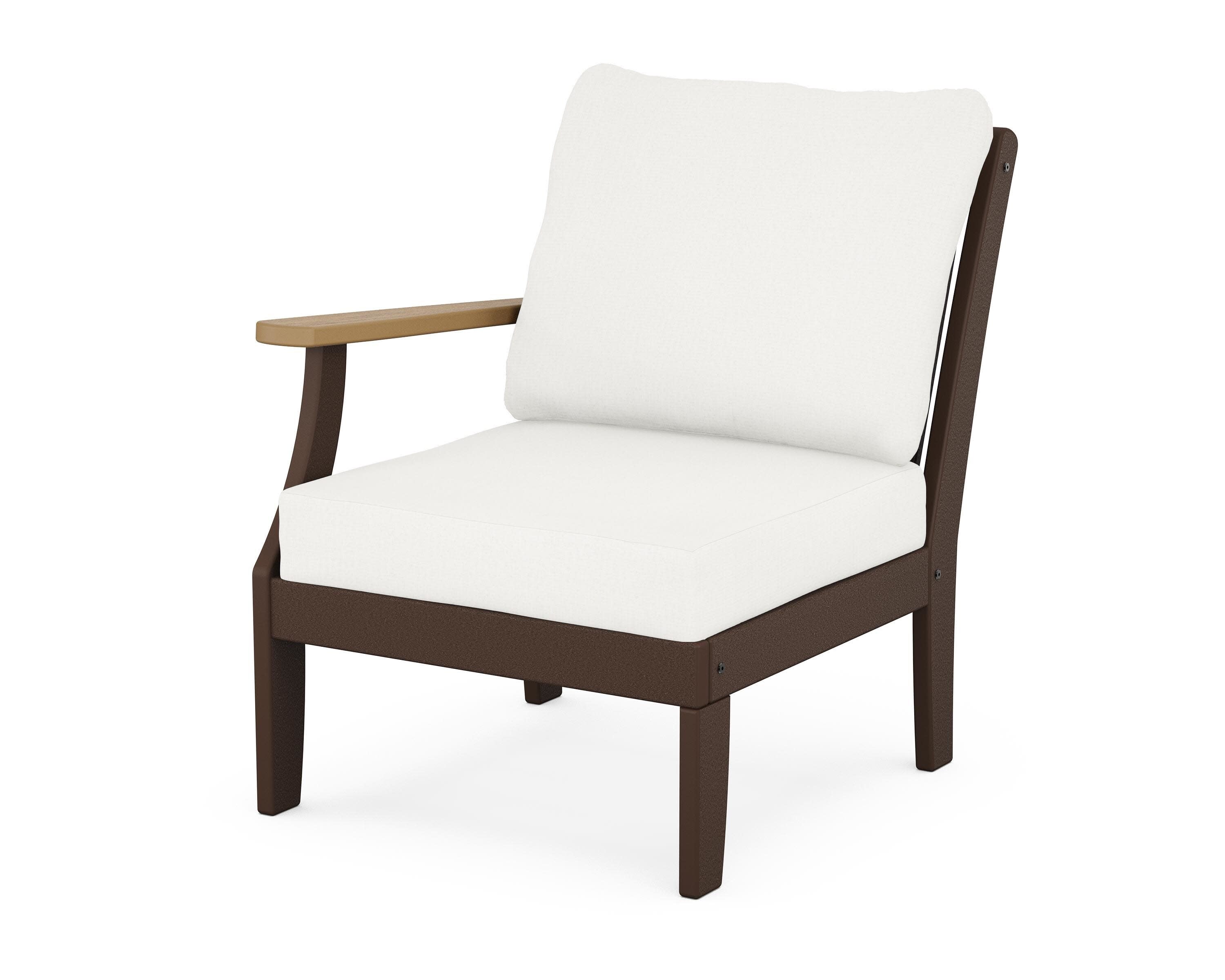 Braxton Modular Left Arm Chair in Mahogany / Natural / Natural Linen