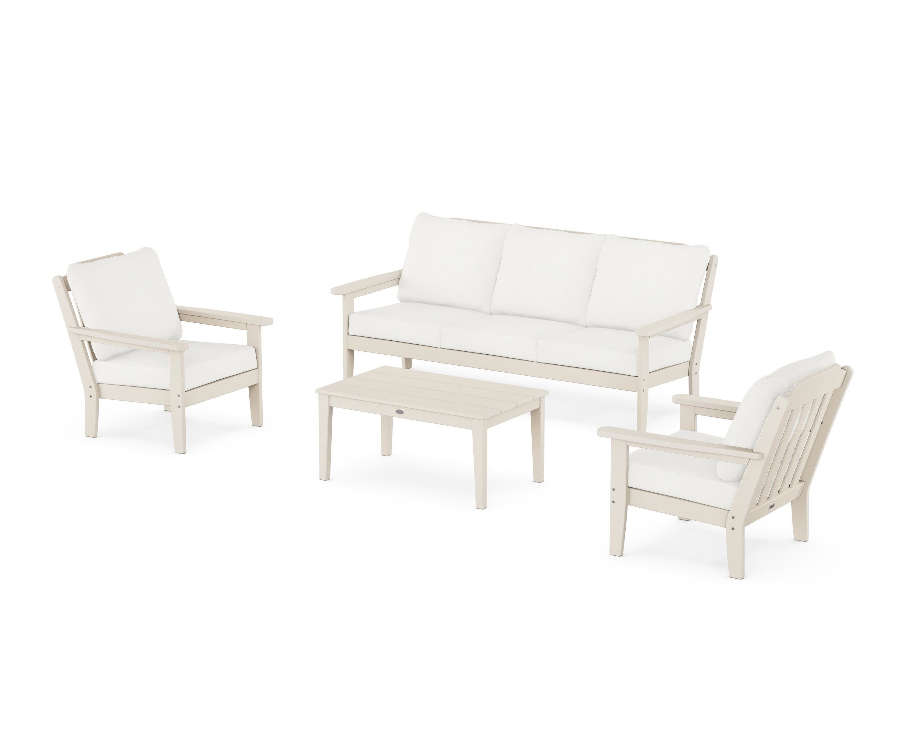 Cottage 4-Piece Deep Seating Set with Sofa in Sand / Natural Linen