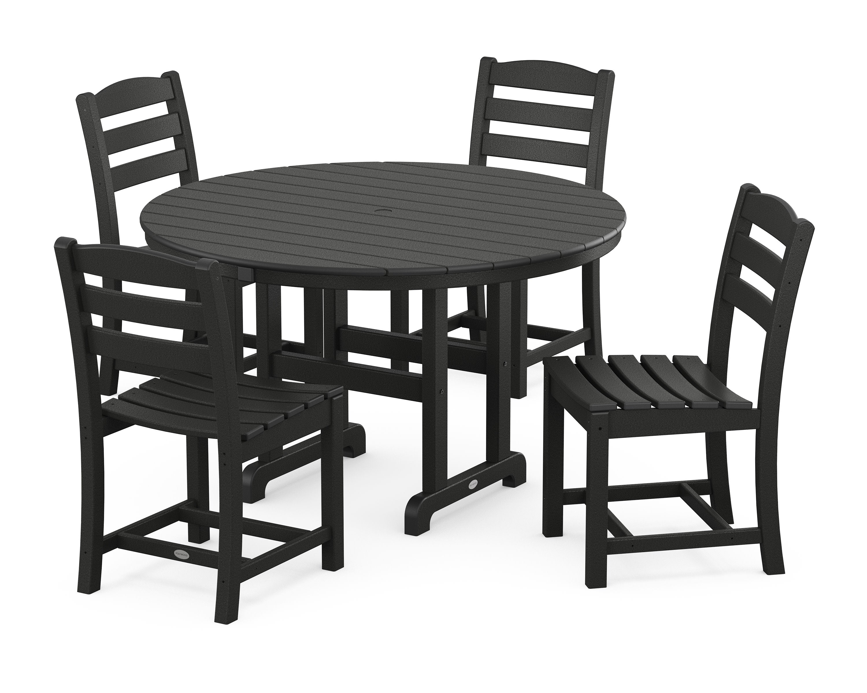 La Casa Caf Side Chair 5-Piece Round Farmhouse Dining Set in Black