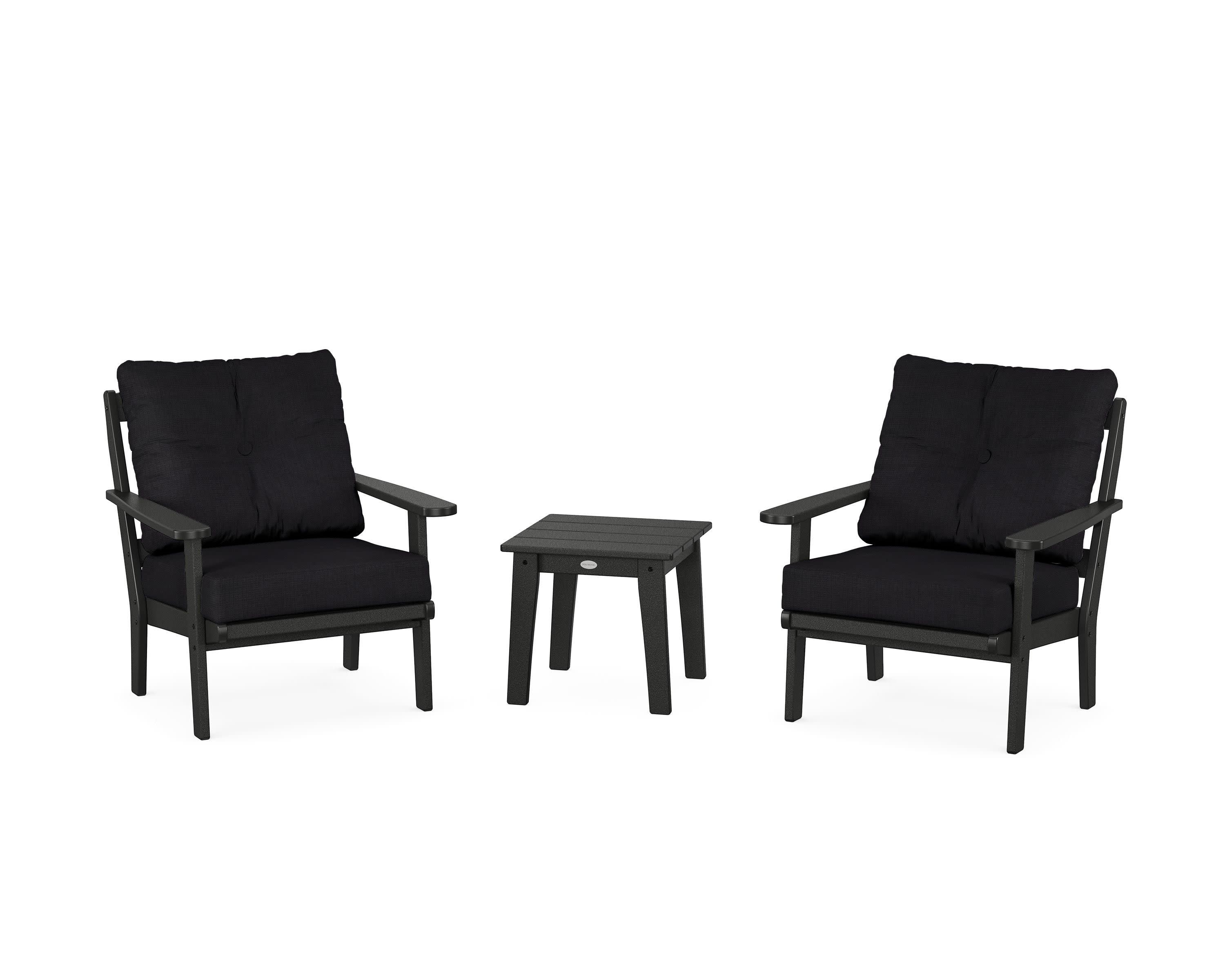 Mission 3-Piece Deep Seating Set in Black / Midnight Linen