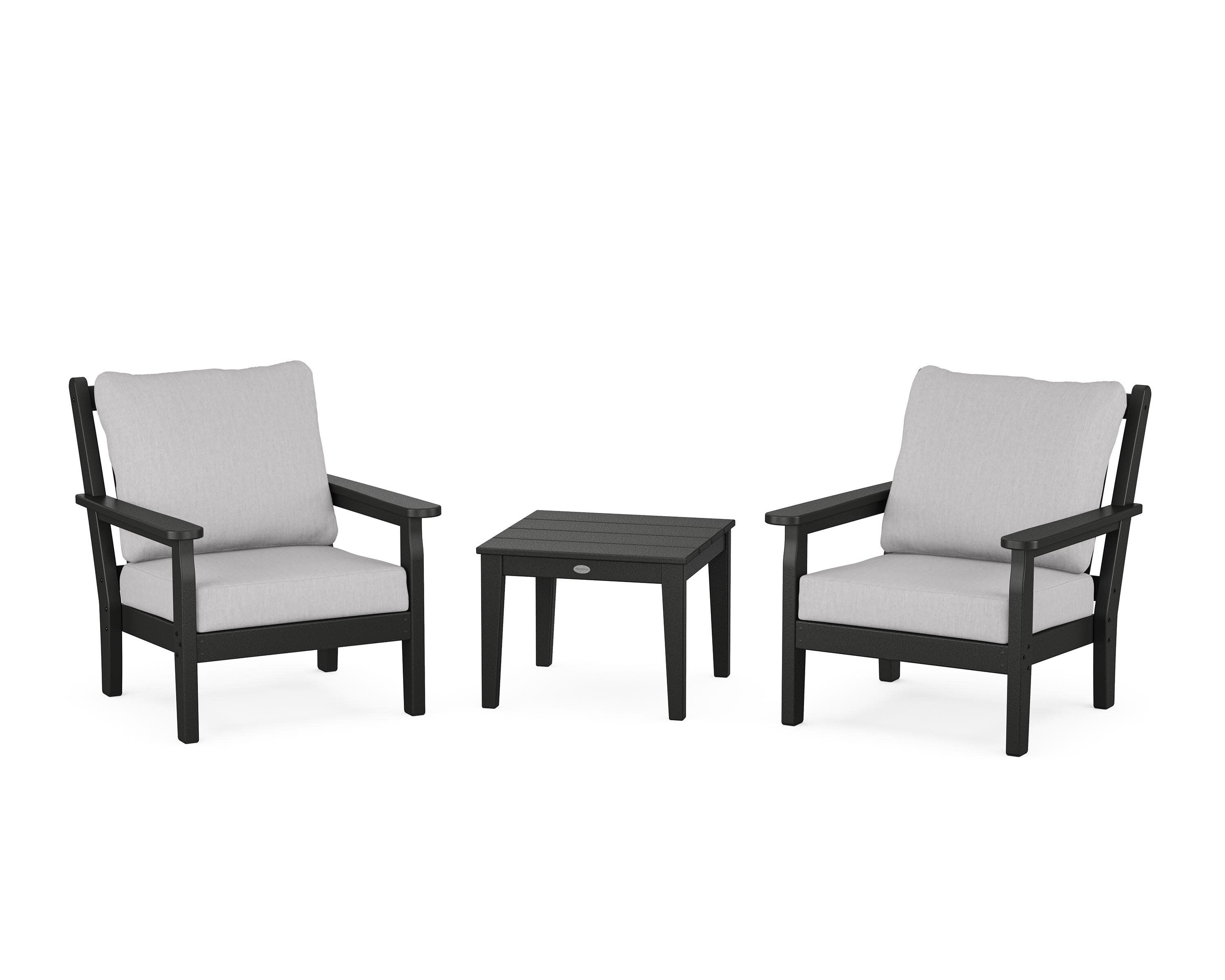 Chippendale 3-Piece Deep Seating Set in Black / Granite