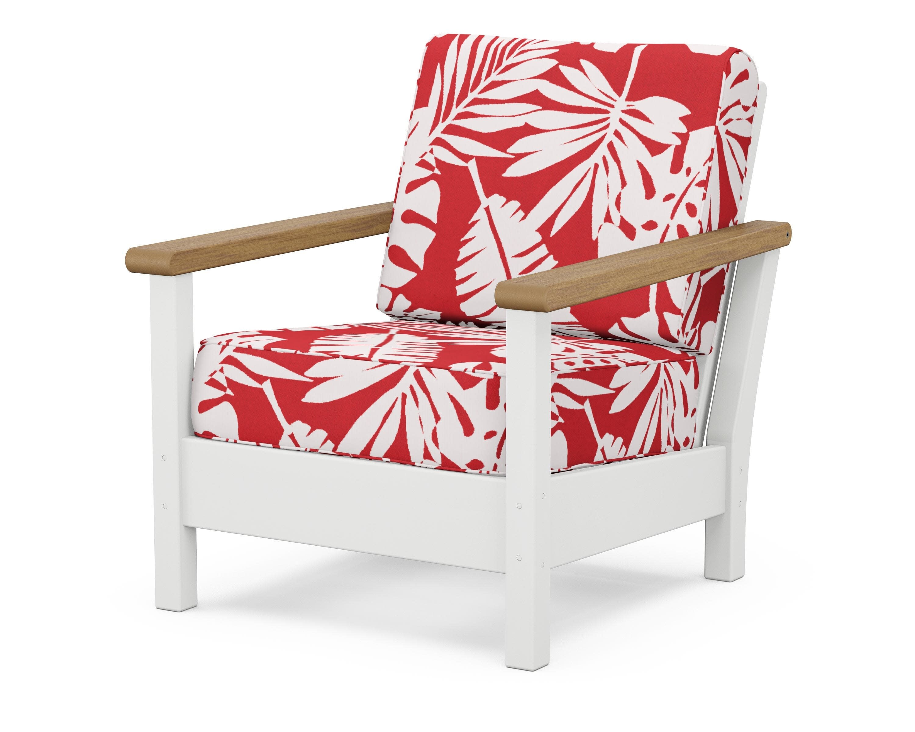 Harbour Deep Seating Chair in White / Natural / Leaf Crimson