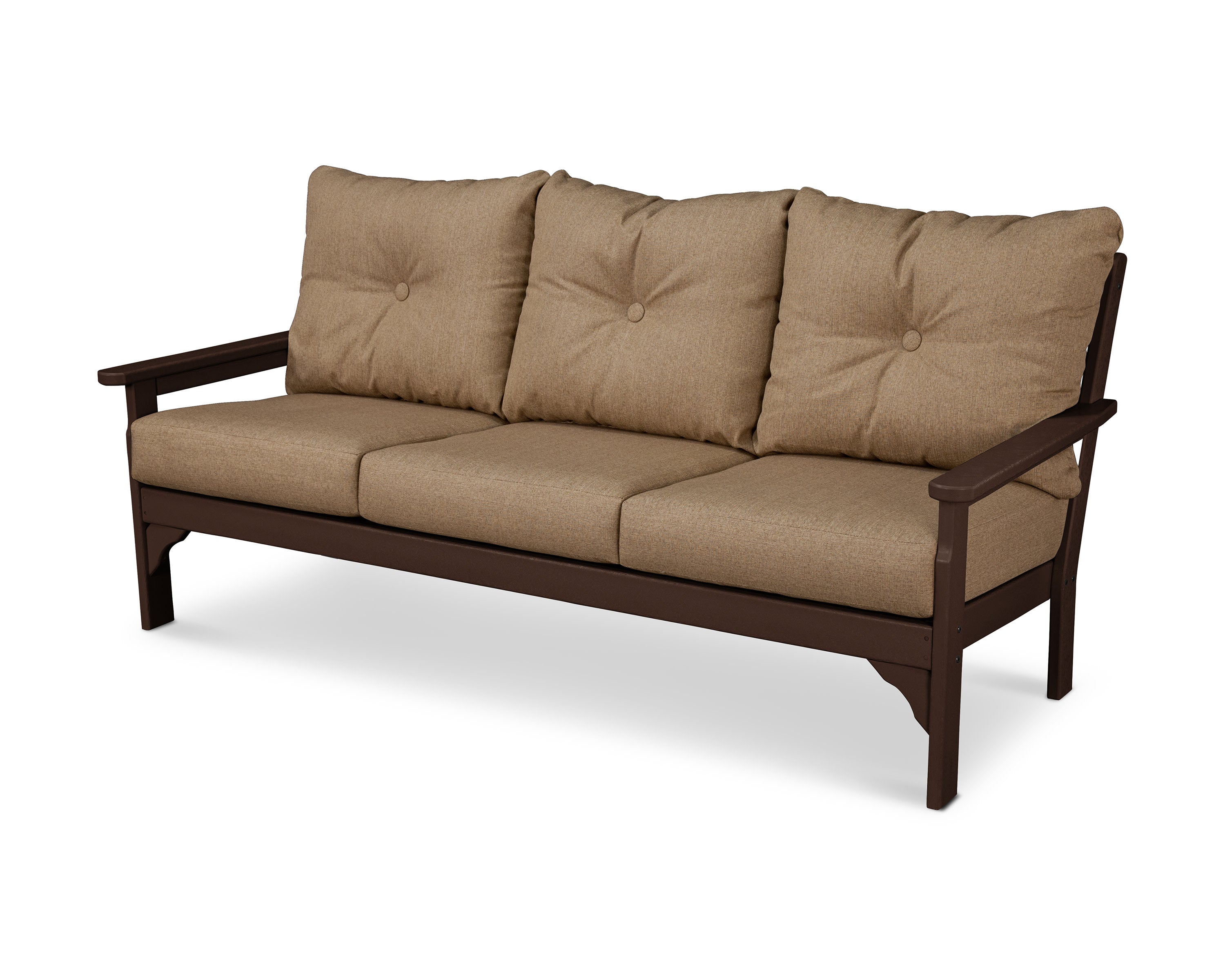 Vineyard Deep Seating Sofa in Mahogany / Sesame