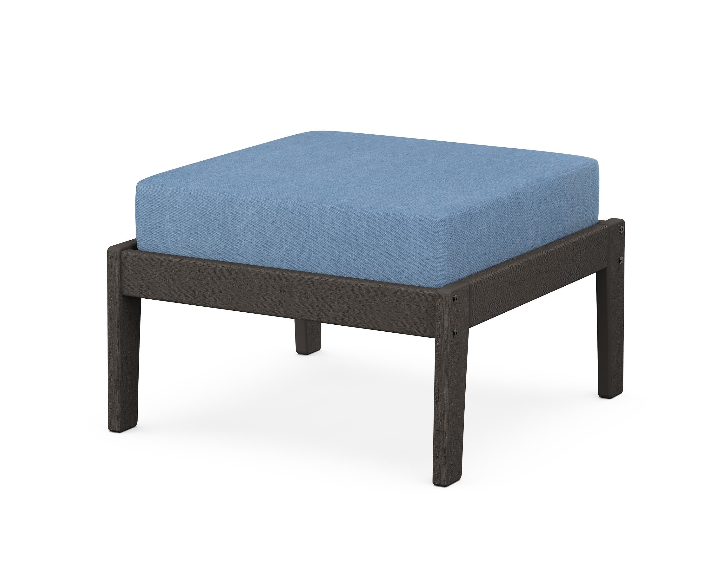 Deep Seating Ottoman in Vintage Coffee / Sky Blue