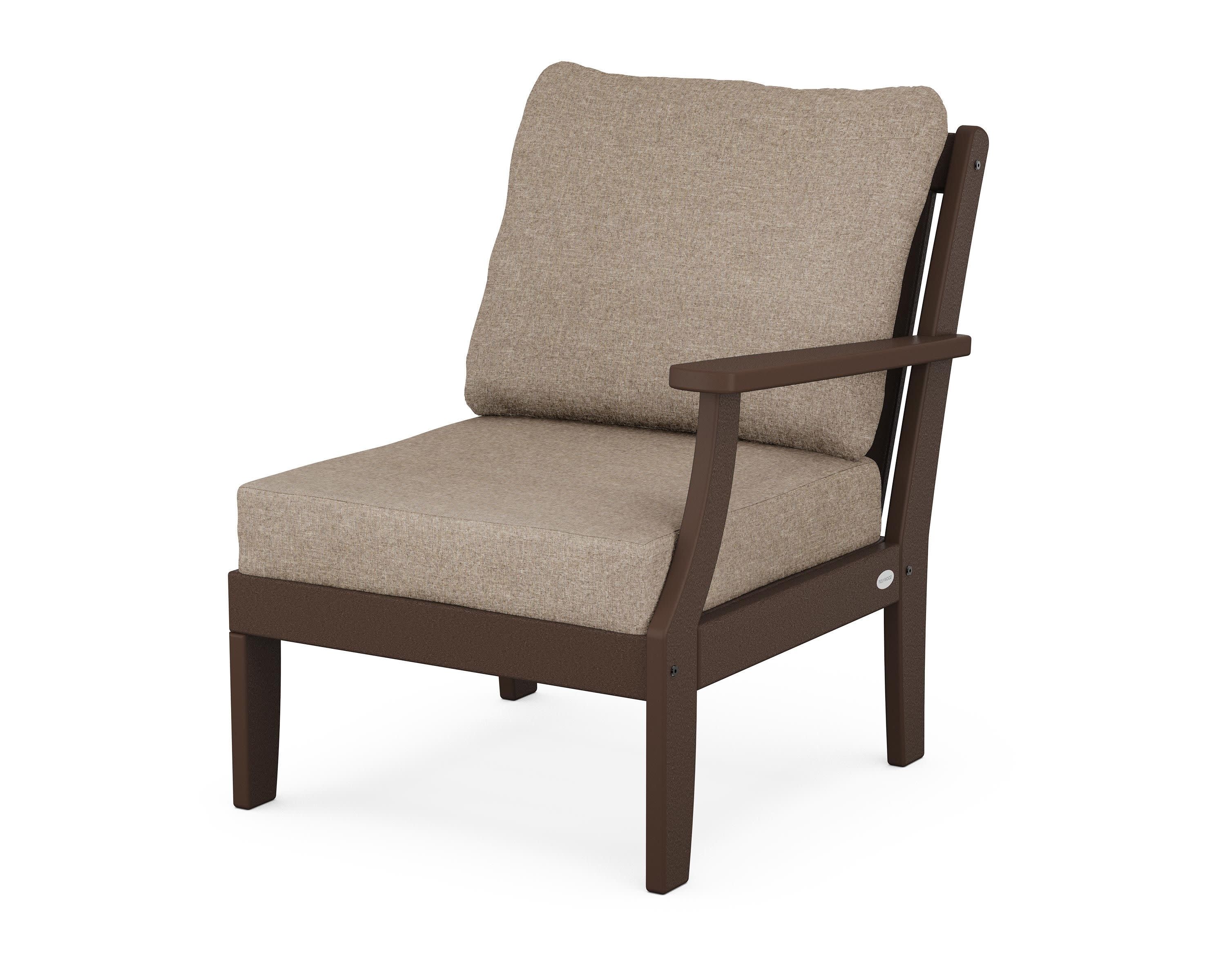 Braxton Modular Right Arm Chair in Mahogany / Spiced Burlap