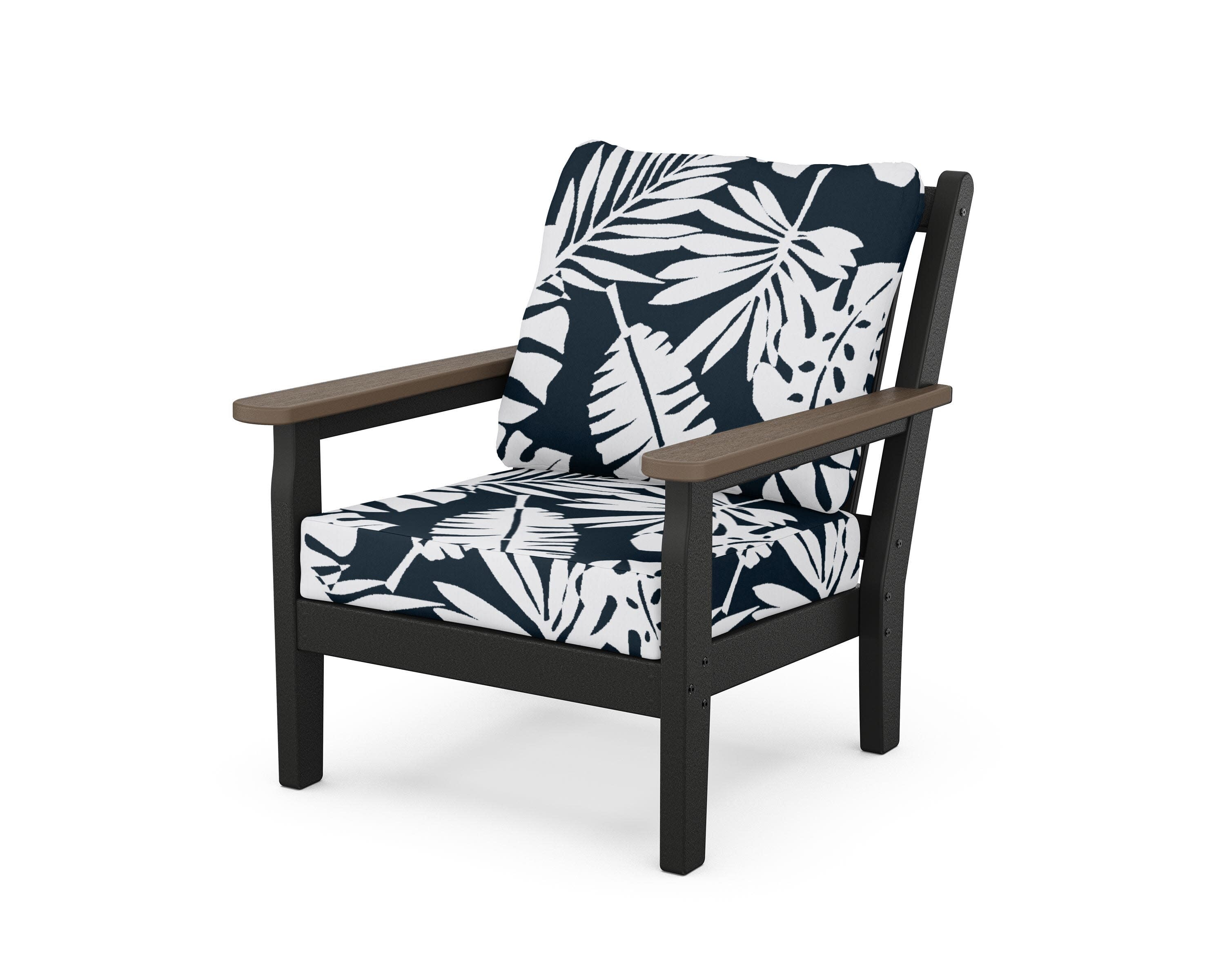 Chippendale Deep Seating Chair in Black / Kona / Leaf Marine Indigo