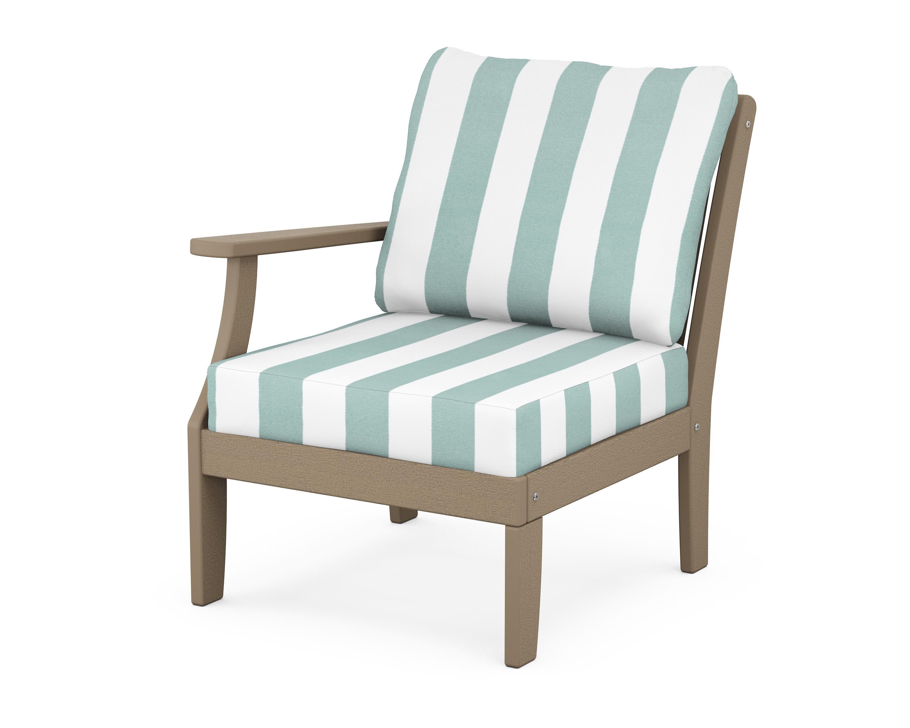 Braxton Modular Left Arm Chair in Vintage Sahara / Cabana Stripe Glacier Spa