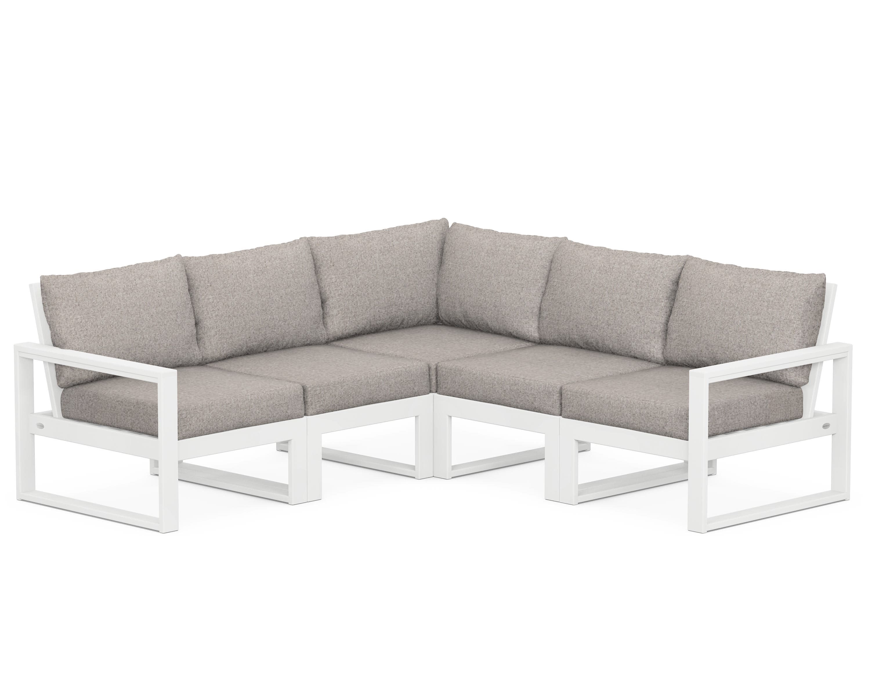 EDGE 5-Piece Modular Deep Seating Set in White / Weathered Tweed