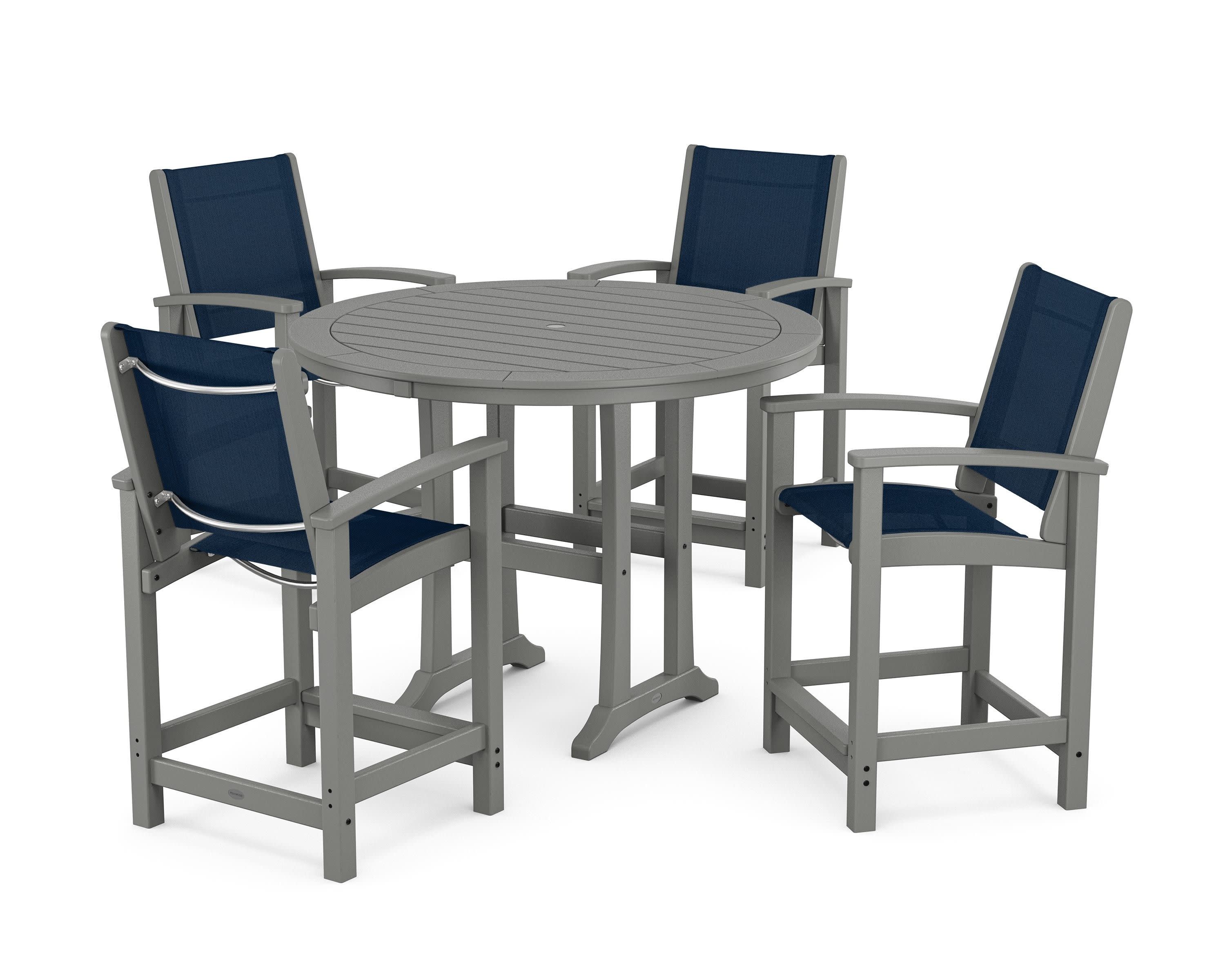 Coastal 5-Piece Counter Set in Slate Grey / Navy Blue Sling