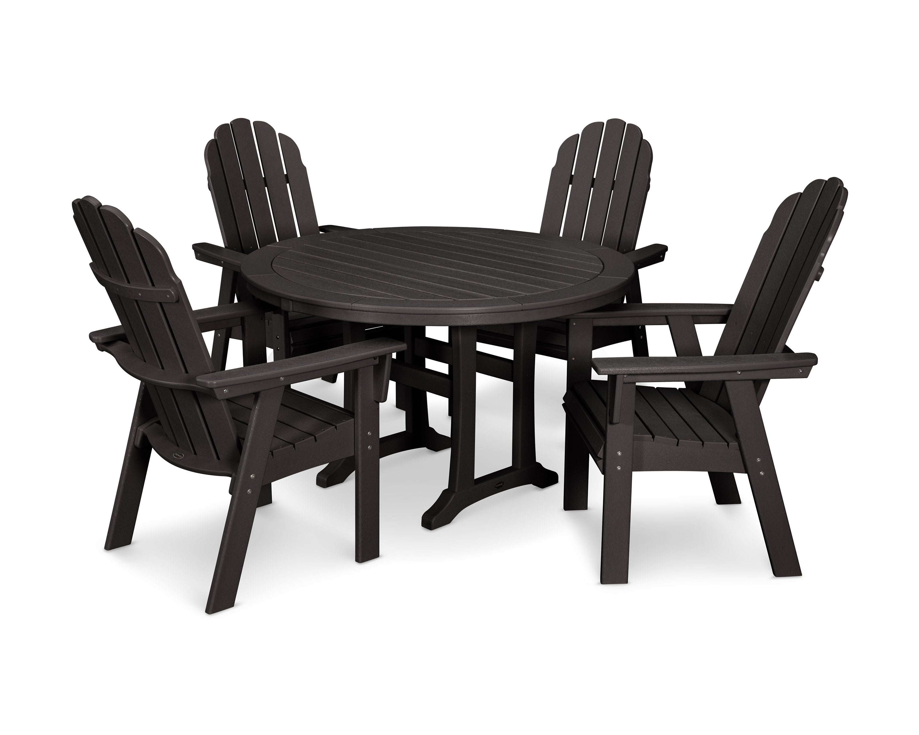Vineyard Curveback Adirondack 5-Piece Nautical Trestle Dining Set in Black