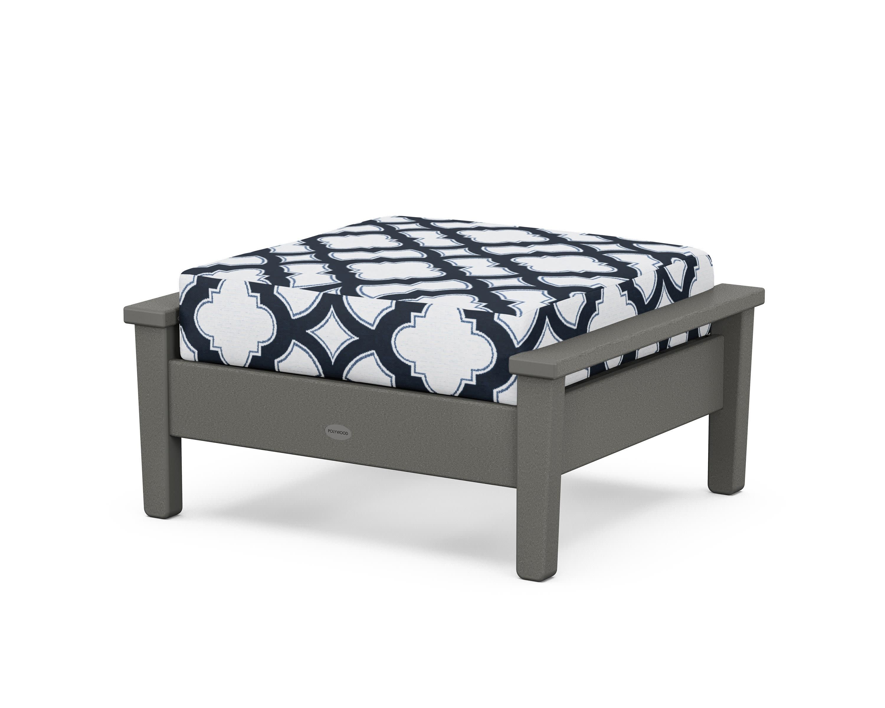 Prescott Deep Seating Ottoman in Slate Grey / Trellis Marine Indigo