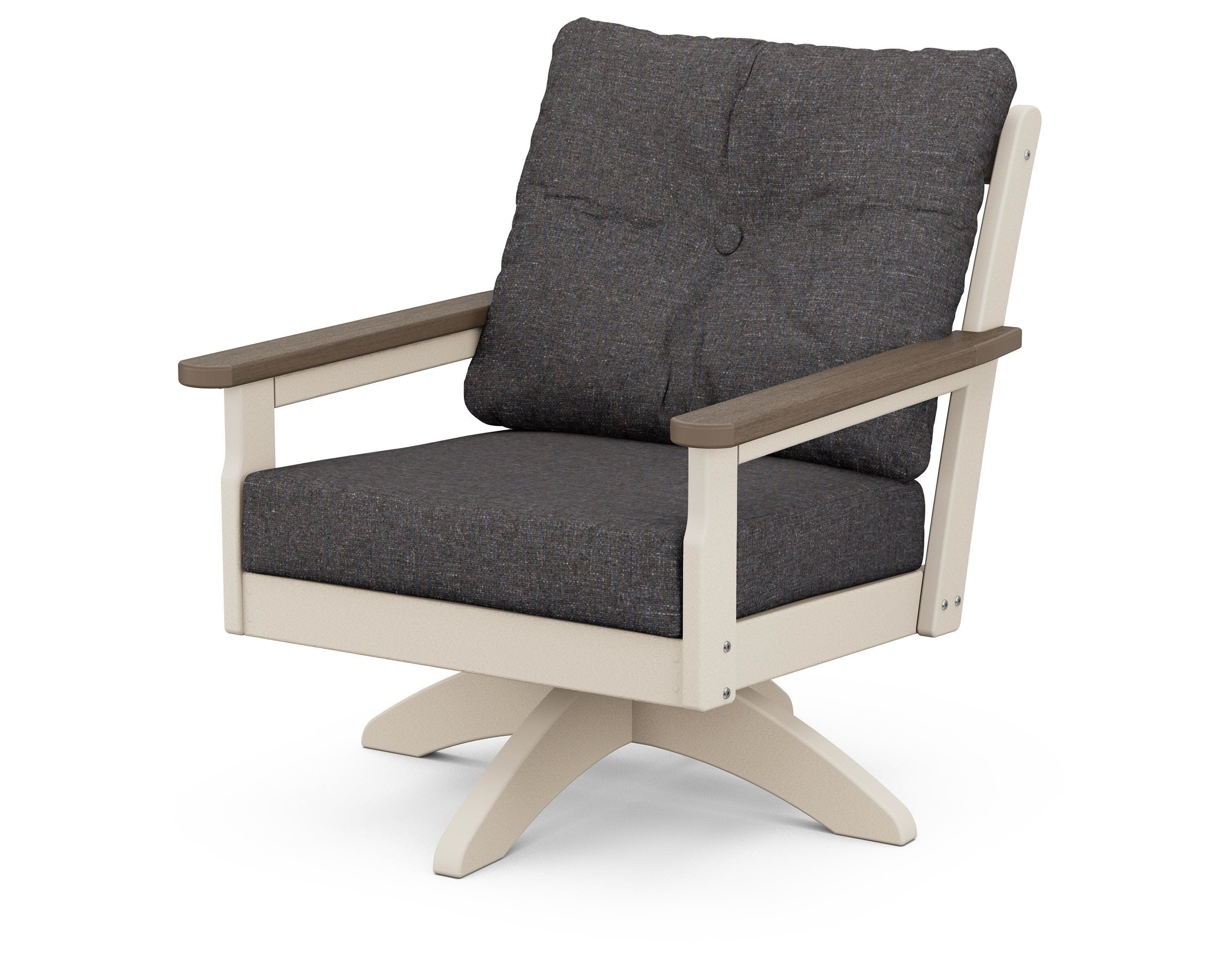 Vineyard Deep Seating Swivel Chair in Sand / Kona / Ash Charcoal