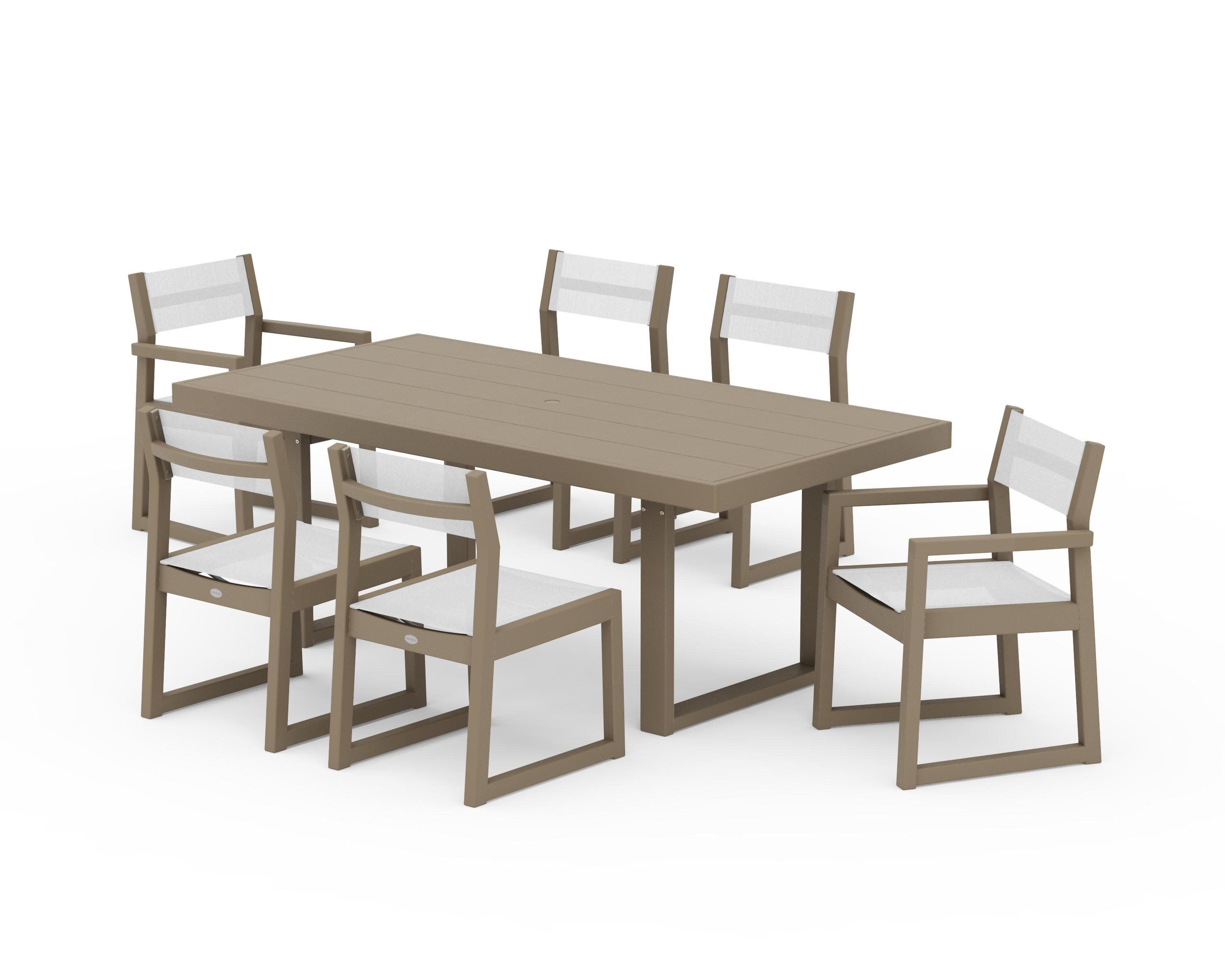 EDGE Sling 7-Piece Dining Set in Vintage Sahara / White Sling