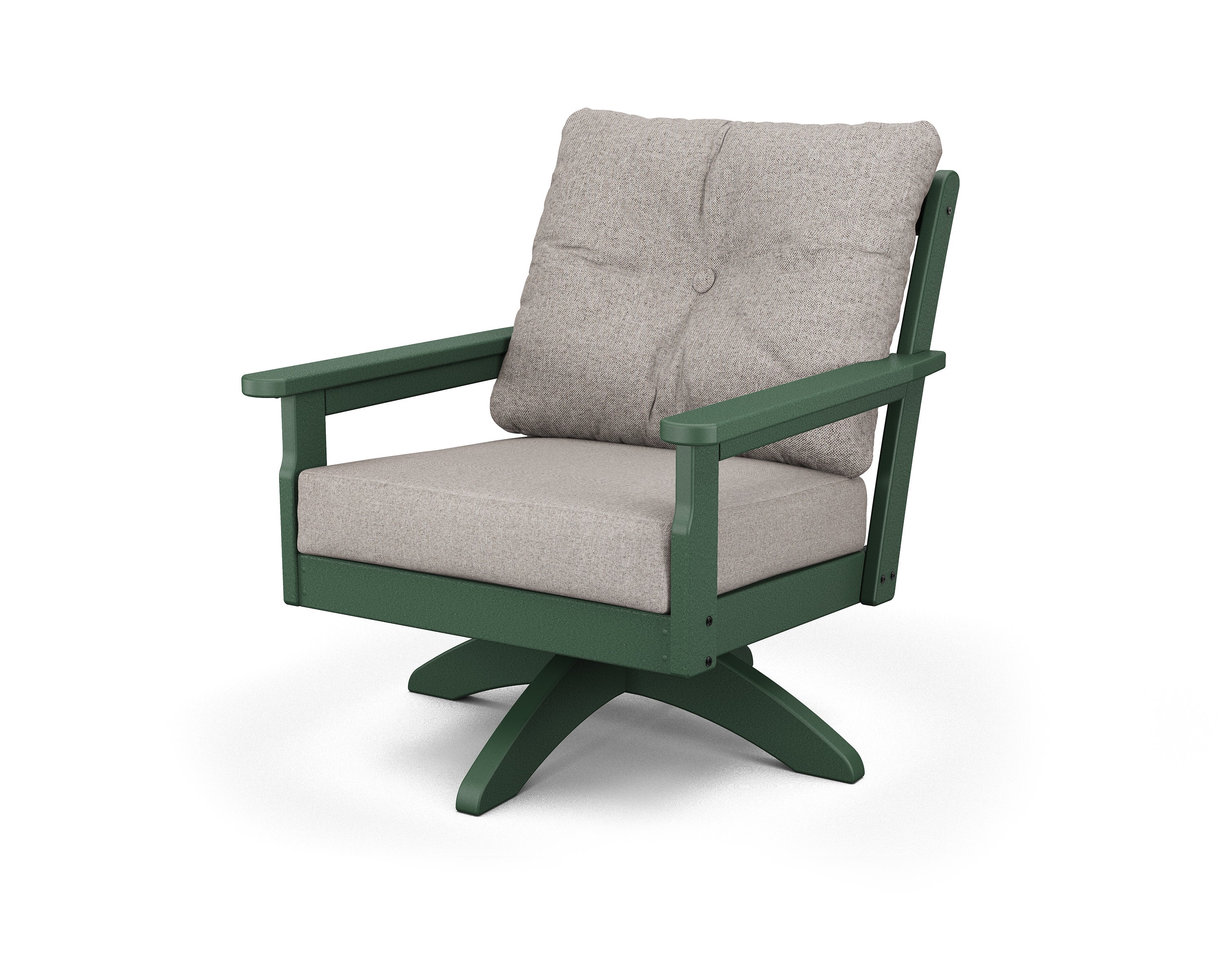 Vineyard Deep Seating Swivel Chair in Green / Weathered Tweed