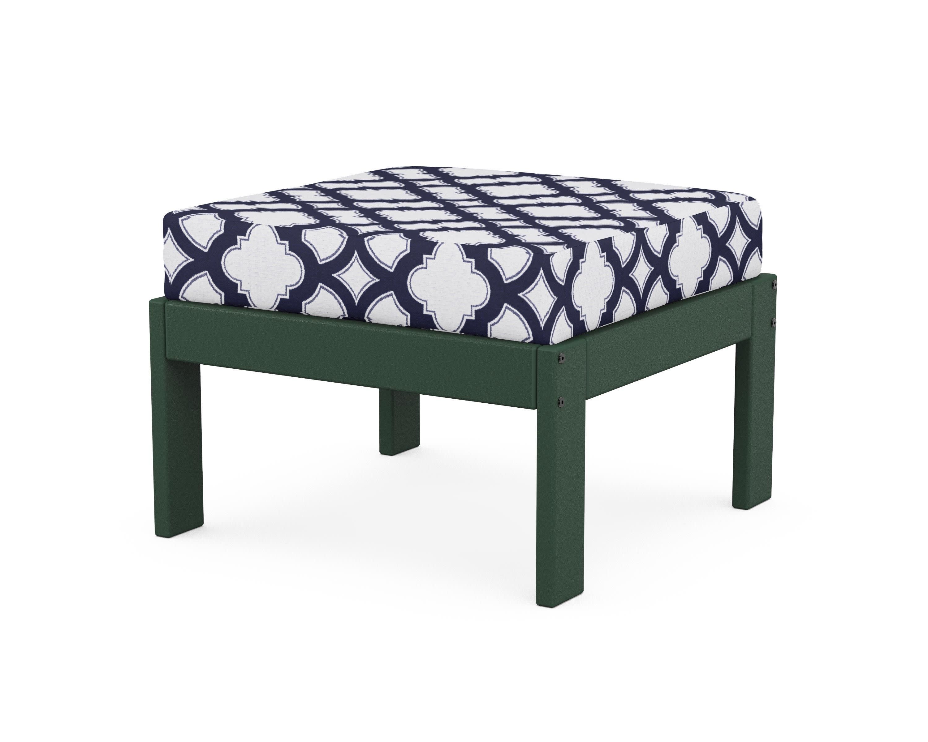 Vineyard Modular Ottoman in Green / Trellis Navy