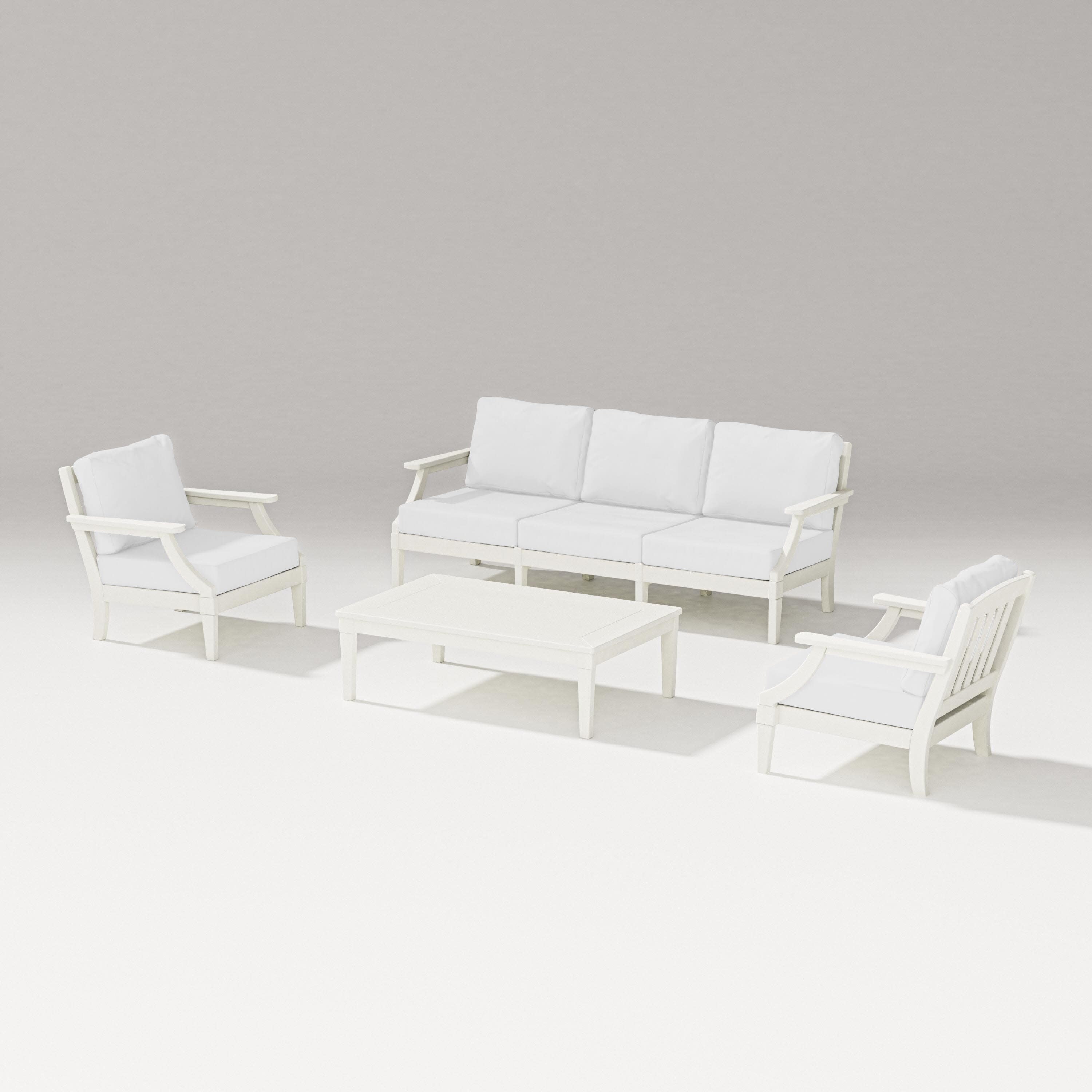 Estate 4-Piece Lounge Sofa Set in Vintage White / Natural