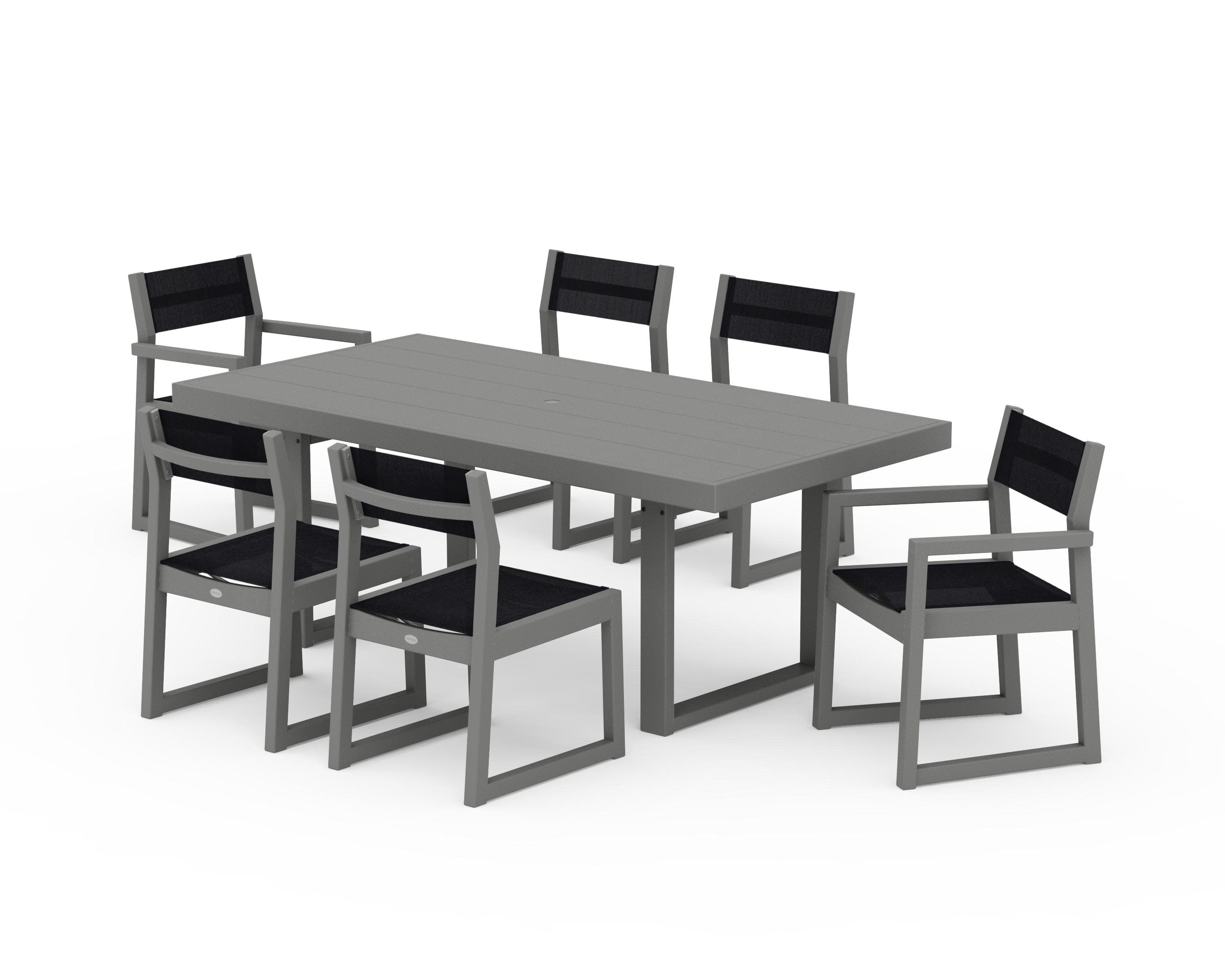 EDGE Sling 7-Piece Dining Set in Slate Grey / Black Sling