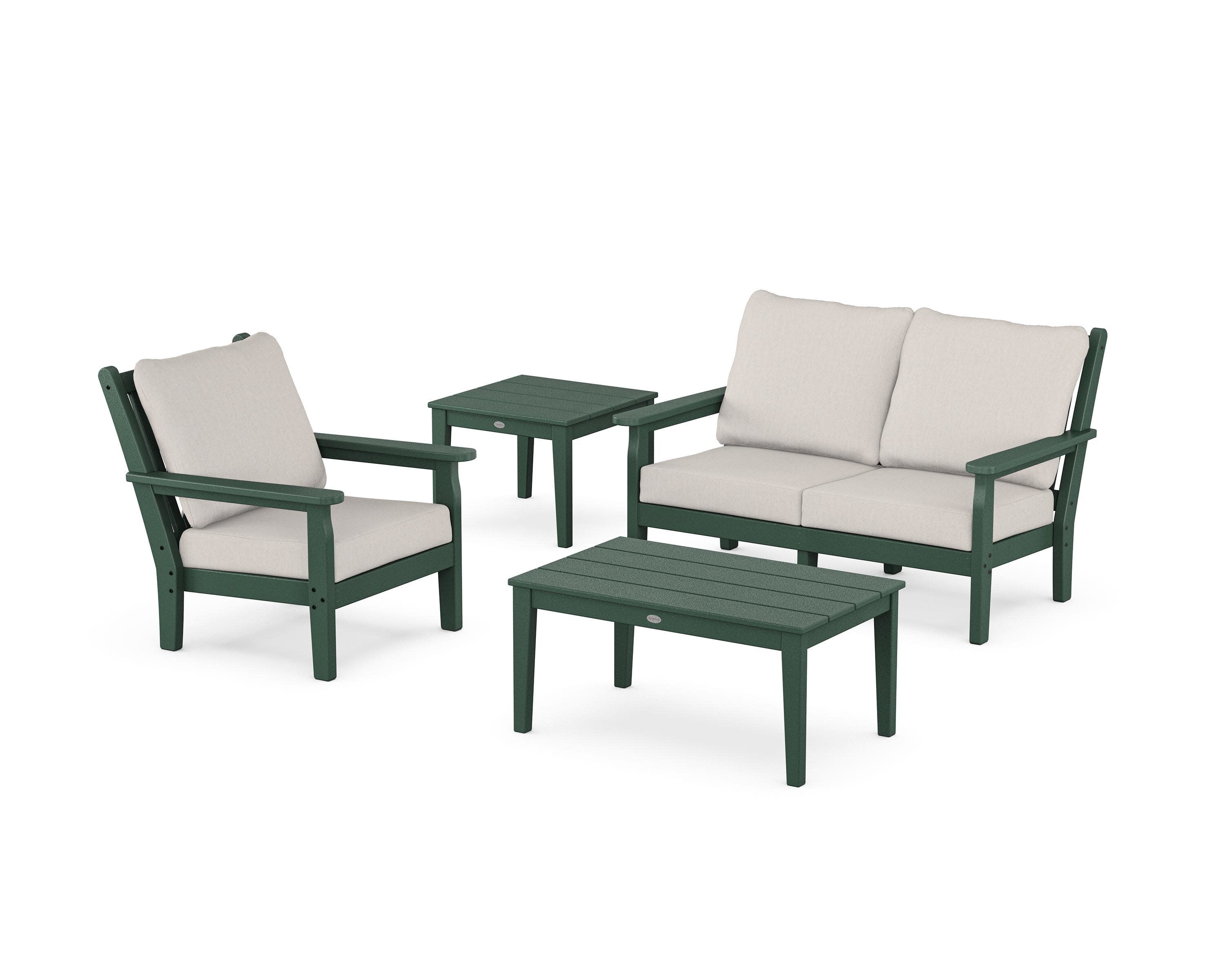 Chippendale 4-Piece Deep Seating Set in Green / Cast Ash