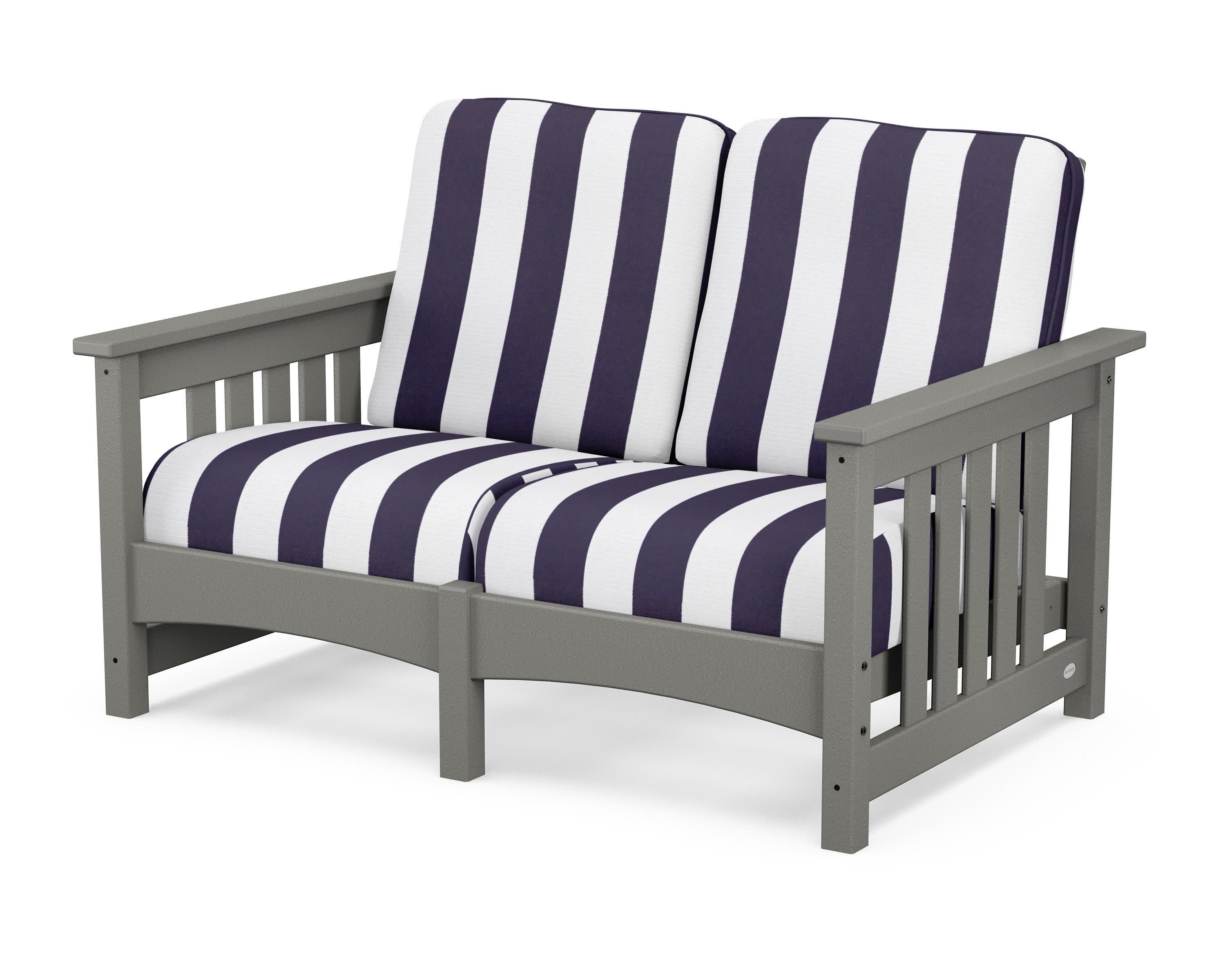 Club Mission Loveseat in Slate Grey / Cabana Stripe Navy