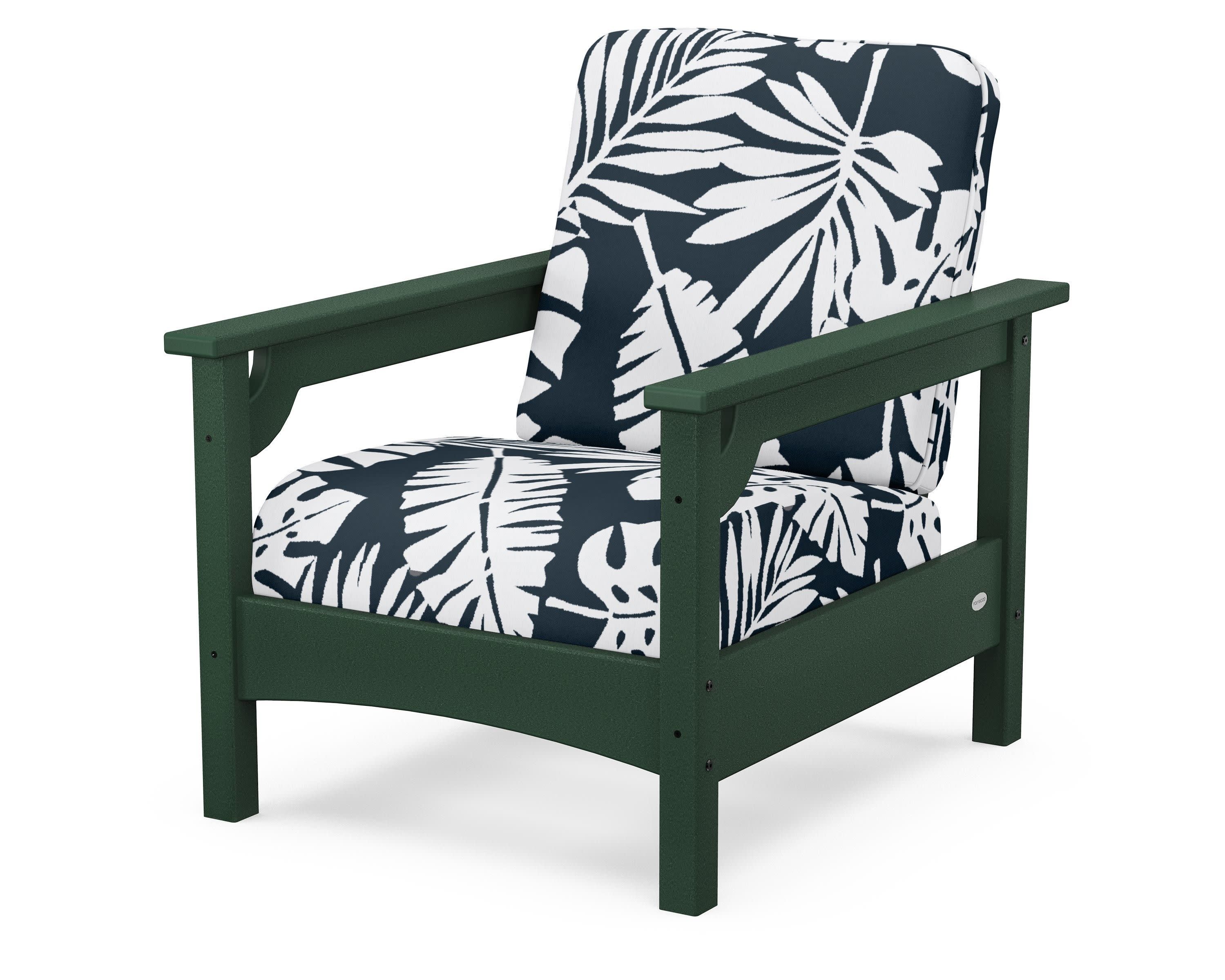 Club Chair in Green / Leaf Marine Indigo