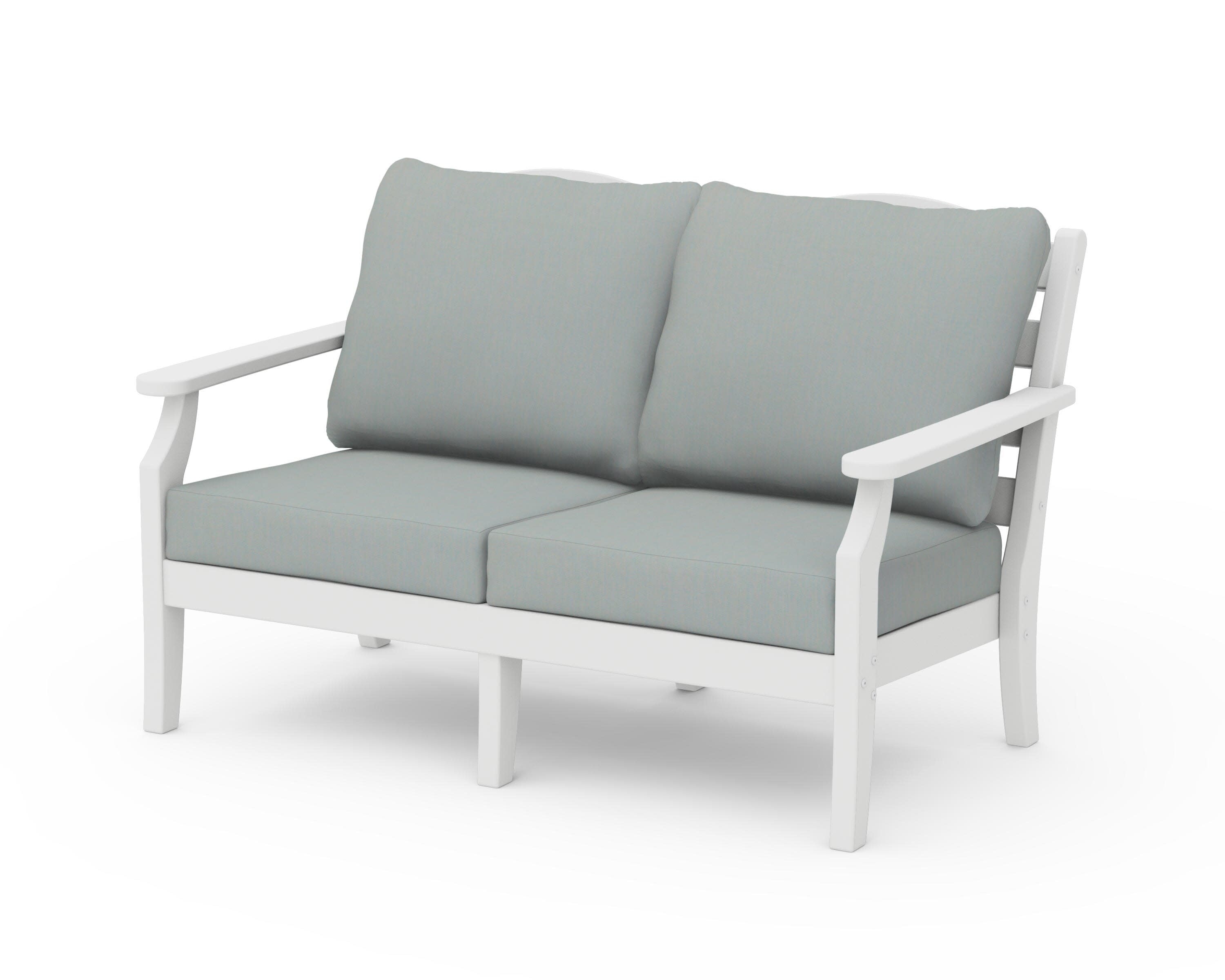 Savannah Deep Seating Loveseat in White / Spa