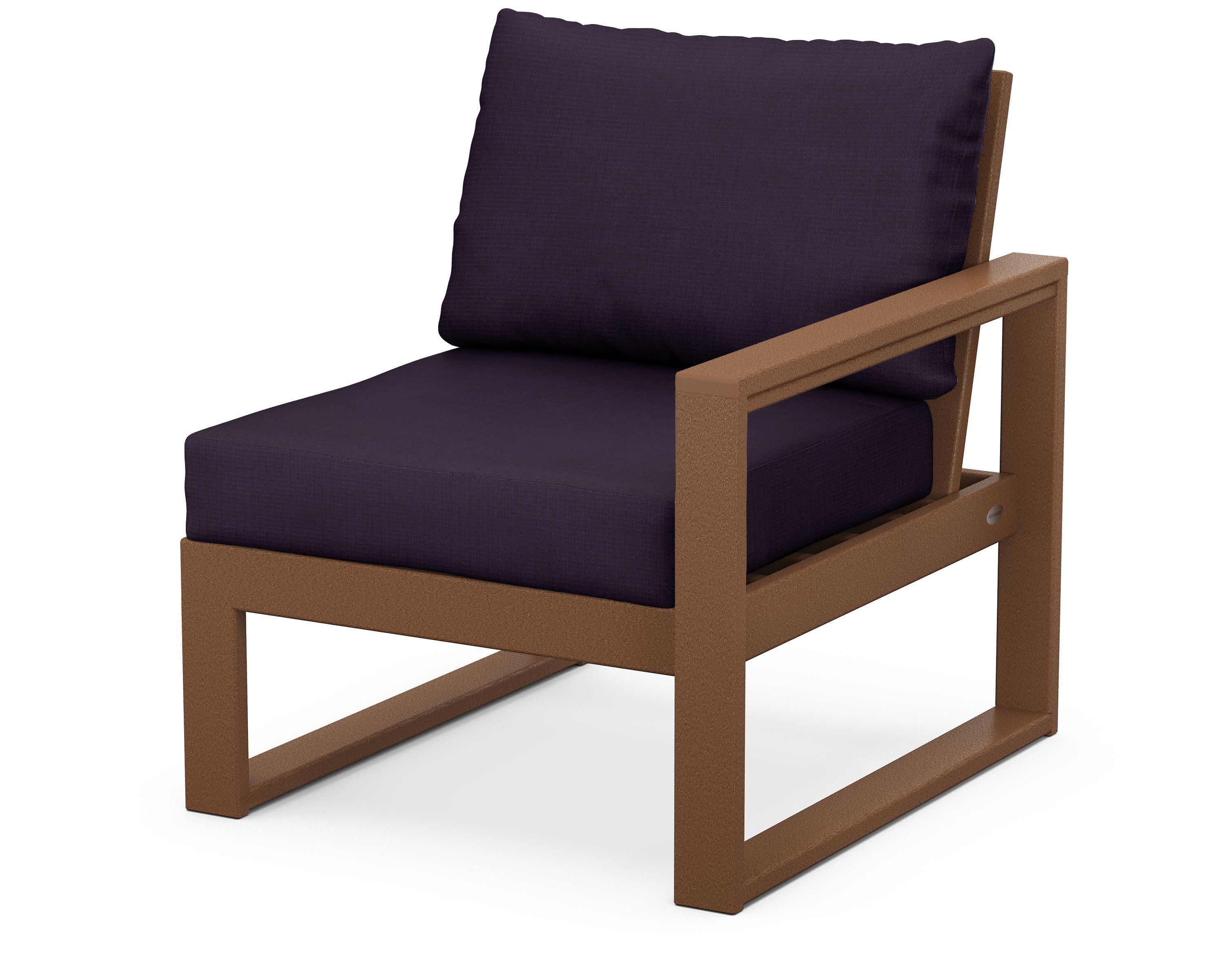 EDGE Modular Right Arm Chair in Teak / Navy Linen