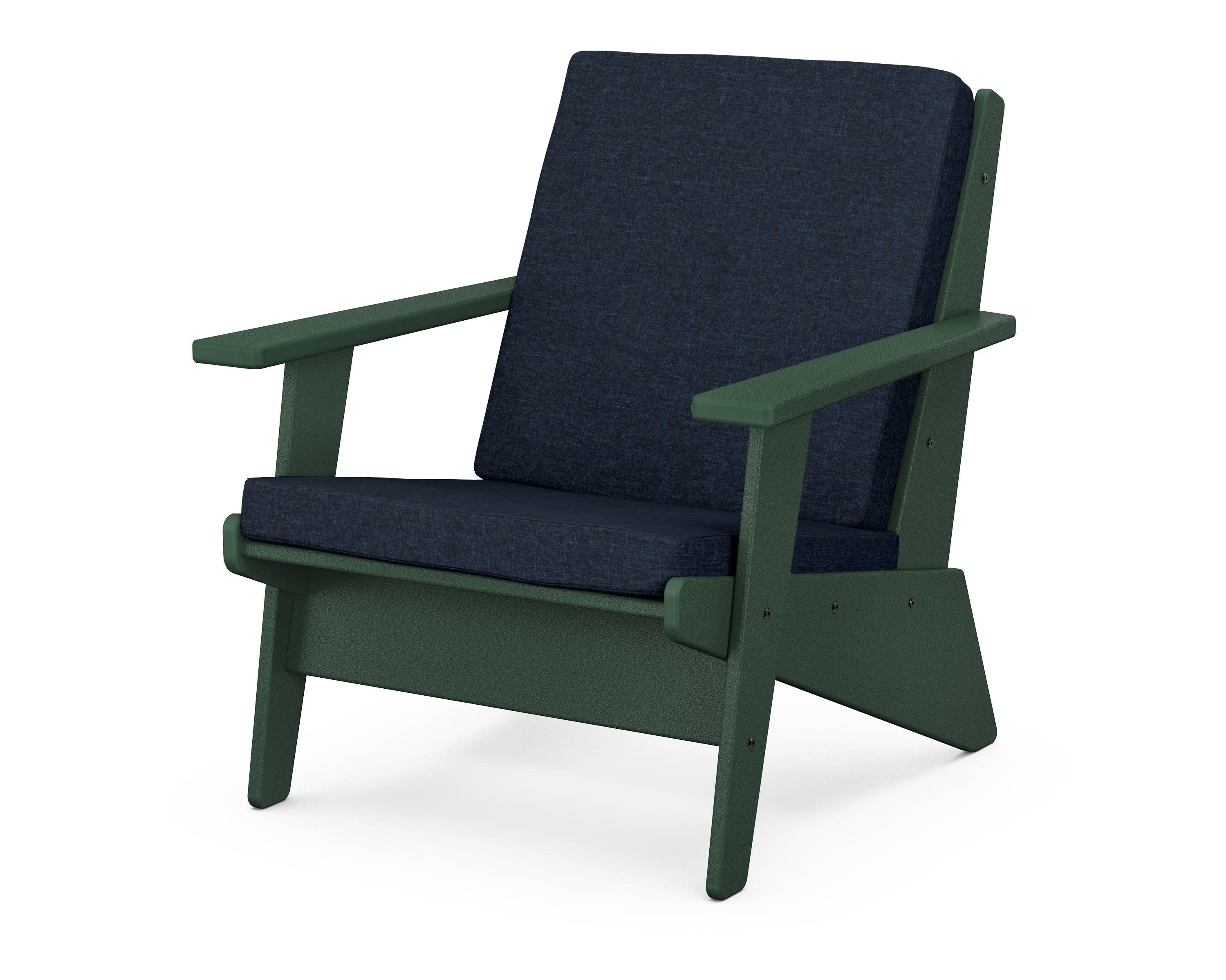 Riviera Modern Lounge Chair in Green / Marine Indigo