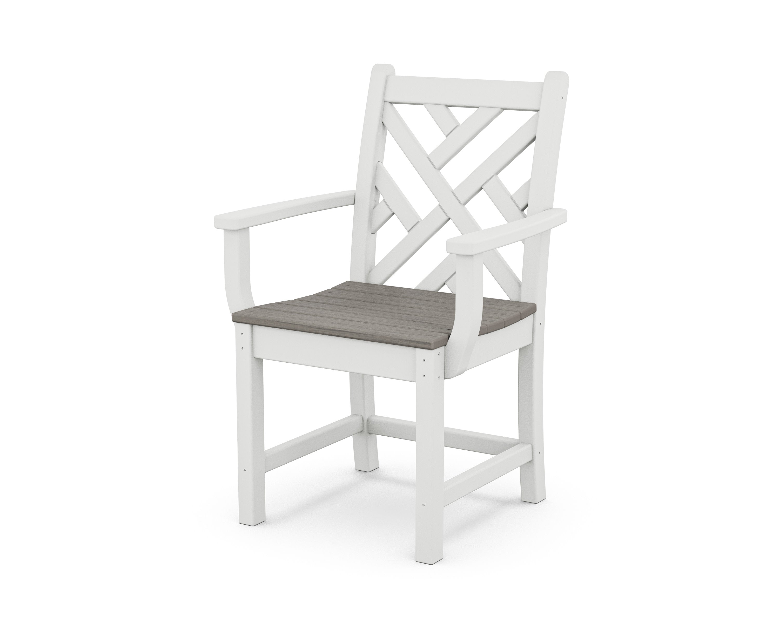 Chippendale Dining Arm Chair in White / Driftwood