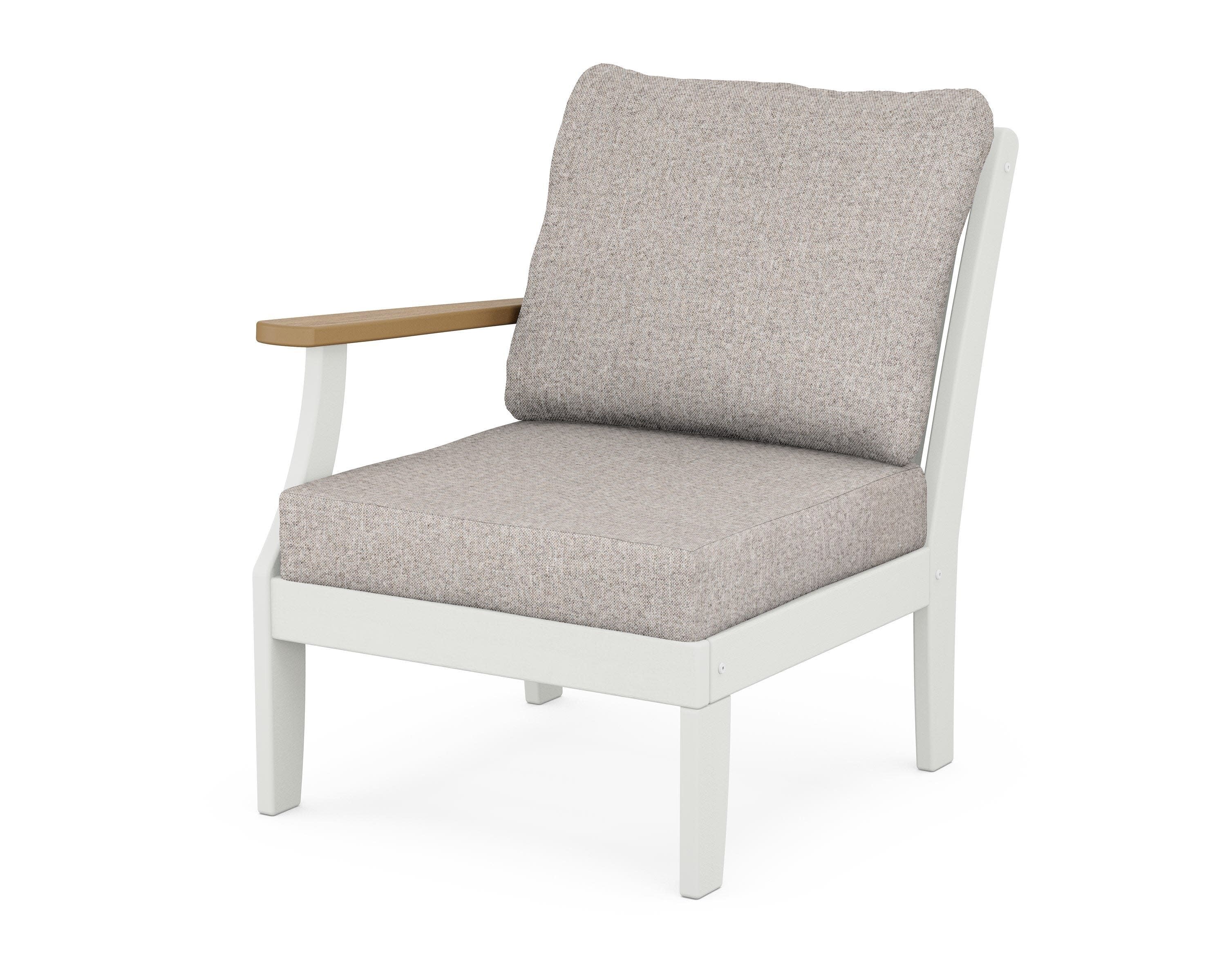Braxton Modular Left Arm Chair in White / Natural / Weathered Tweed