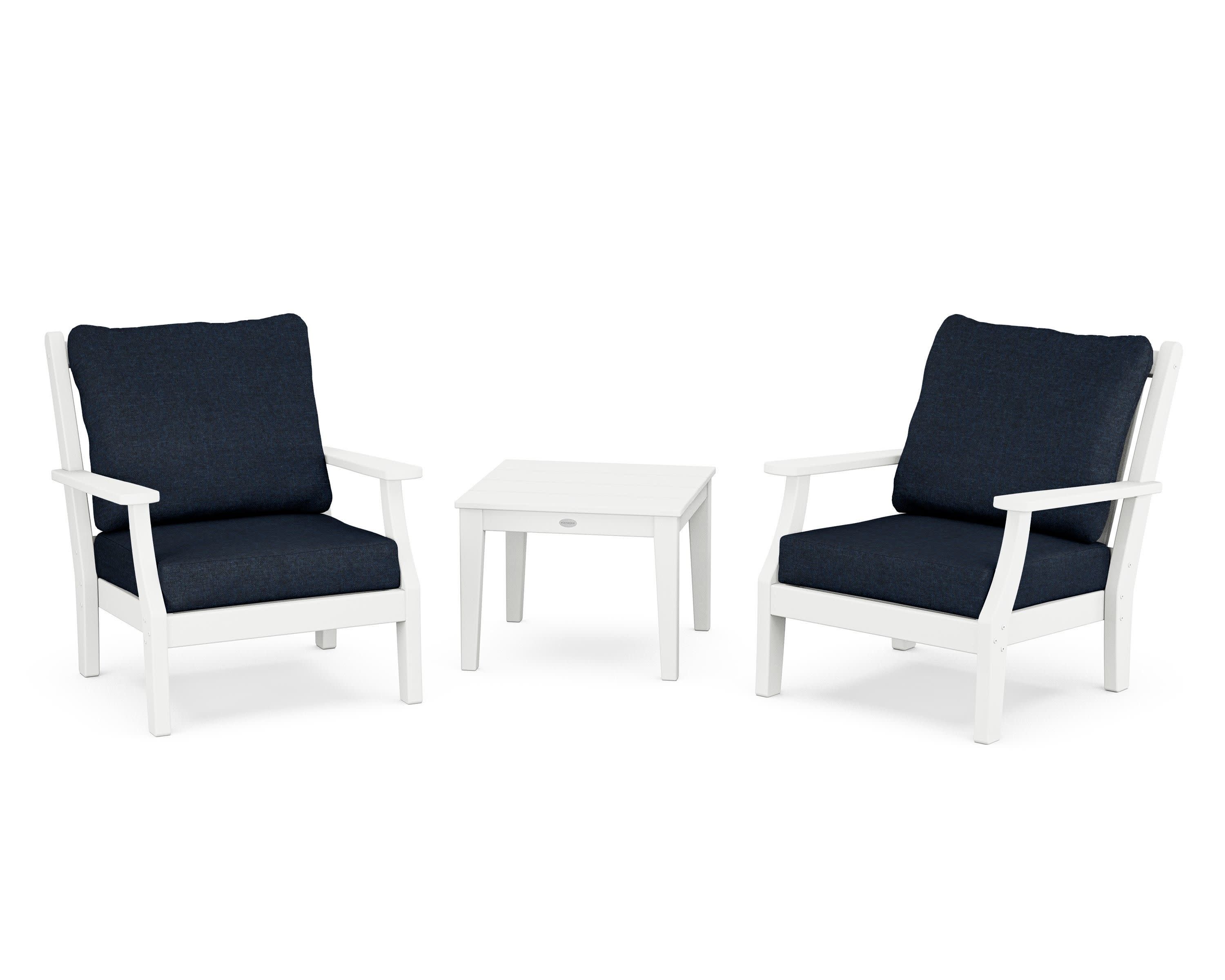 Wovendale 3-Piece Deep Seating Set in White / Marine Indigo