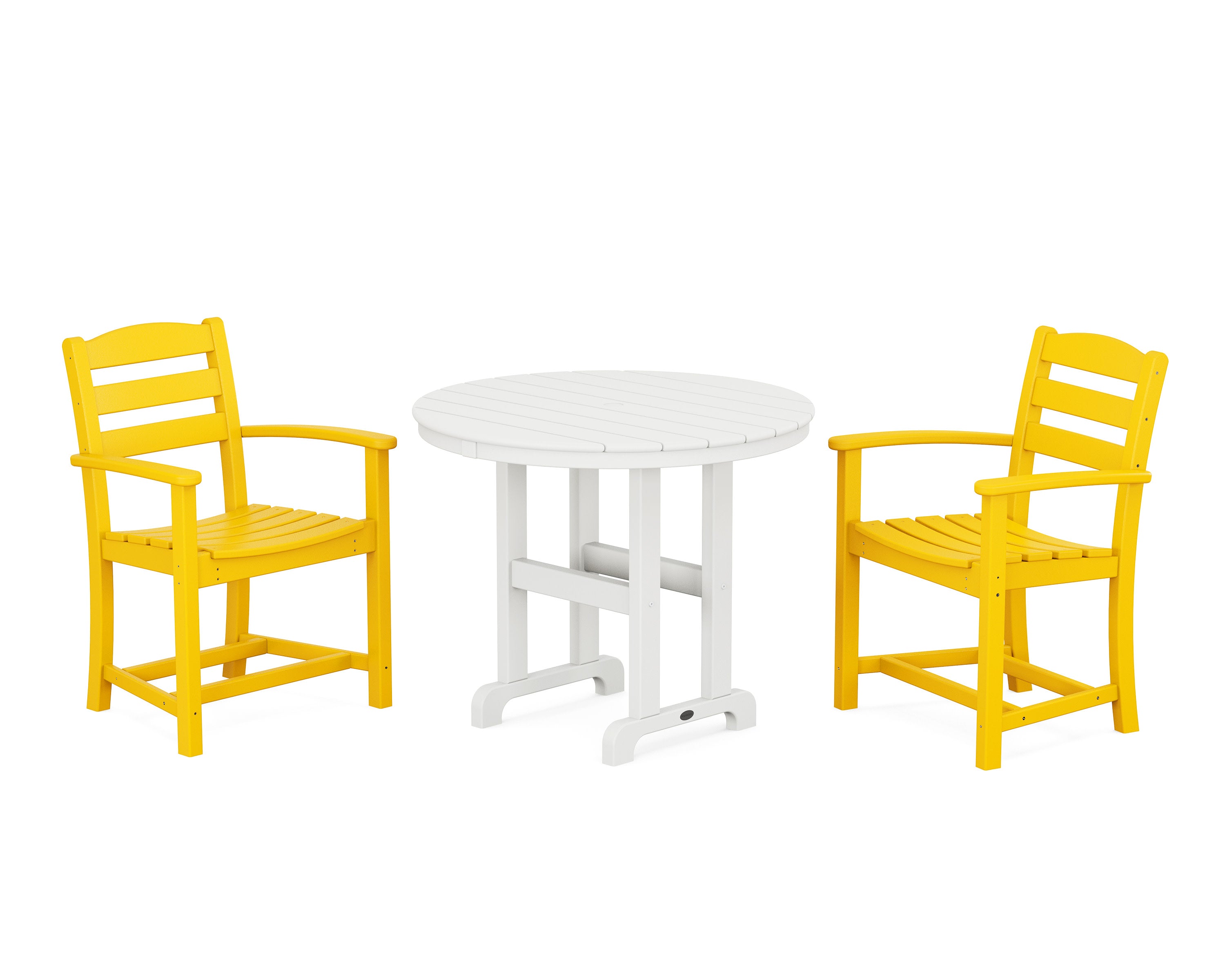 La Casa Caf 3-Piece Round Dining Set in Lemon / White