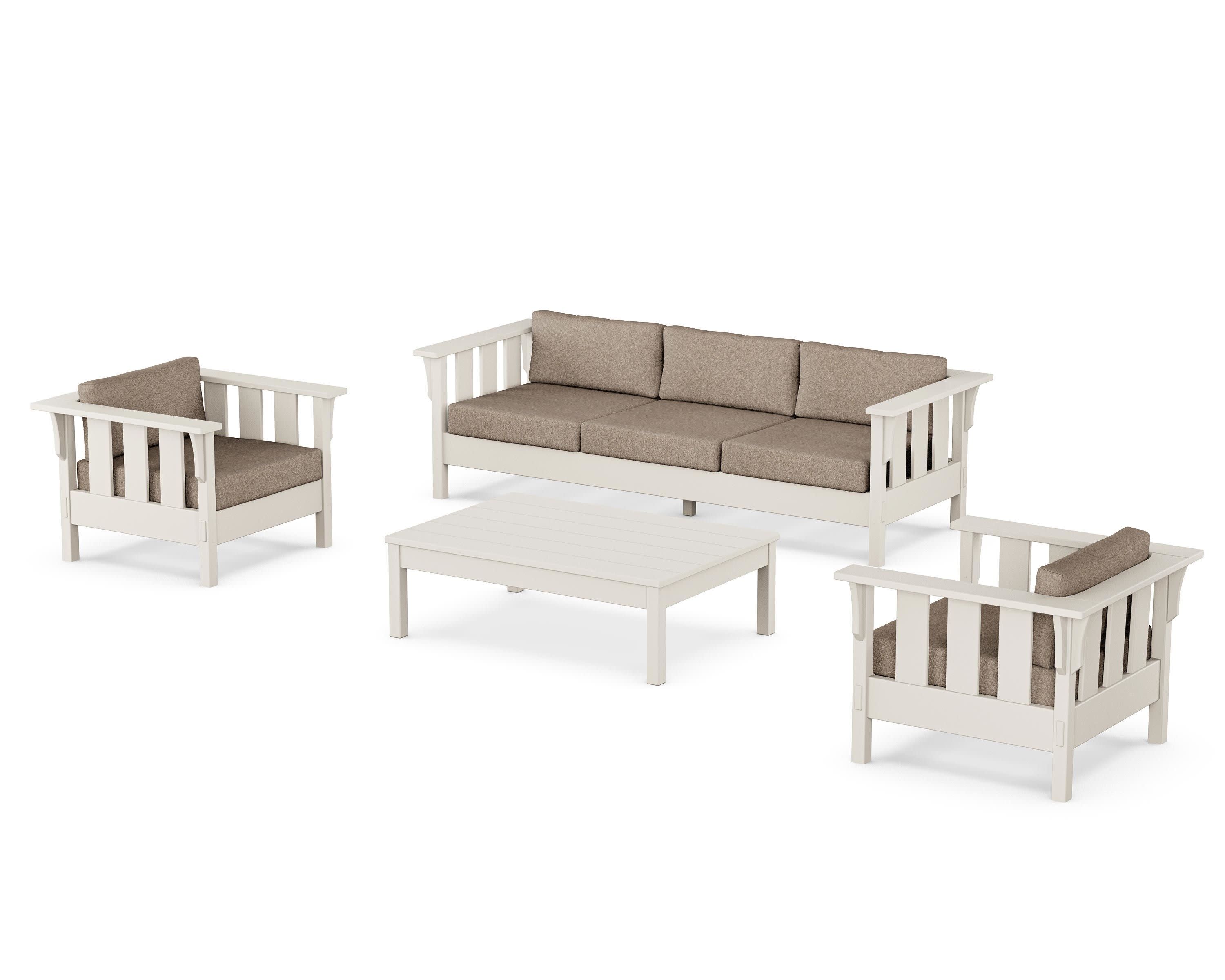 Acadia 4-Piece Deep Seating Set with Sofa in Sand / Spiced Burlap