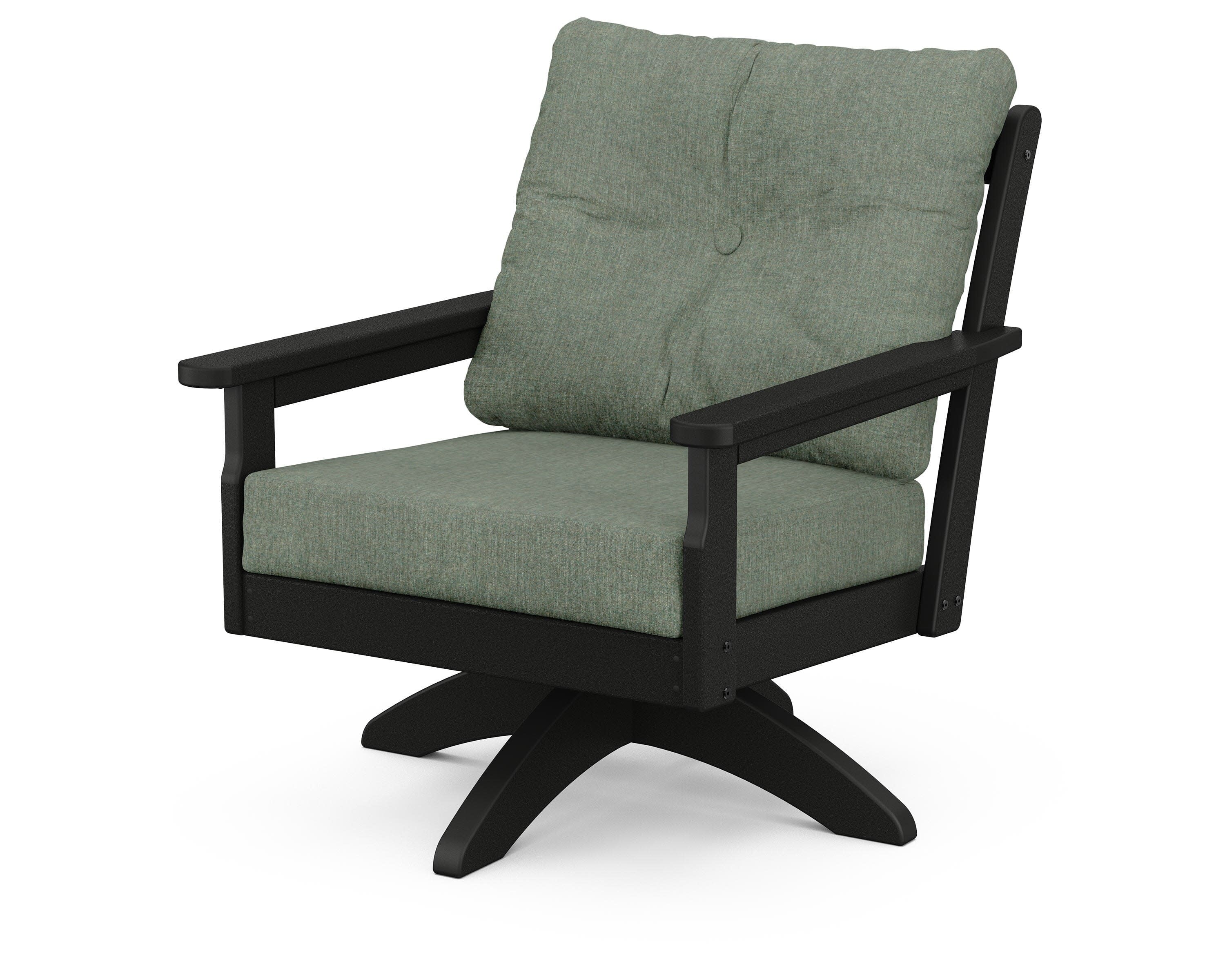 Vineyard Deep Seating Swivel Chair in Black / Cast Sage