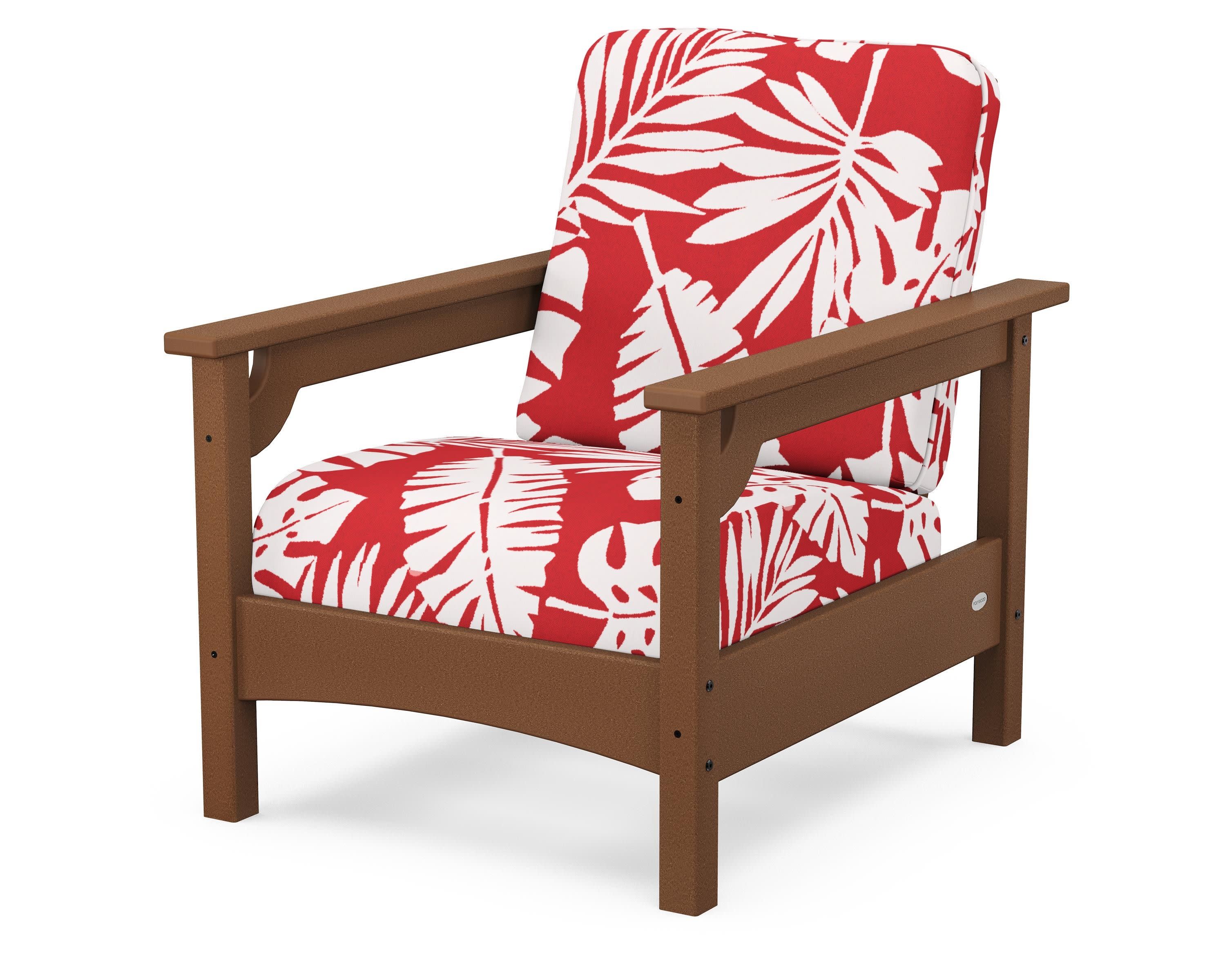 Club Chair in Teak / Leaf Crimson