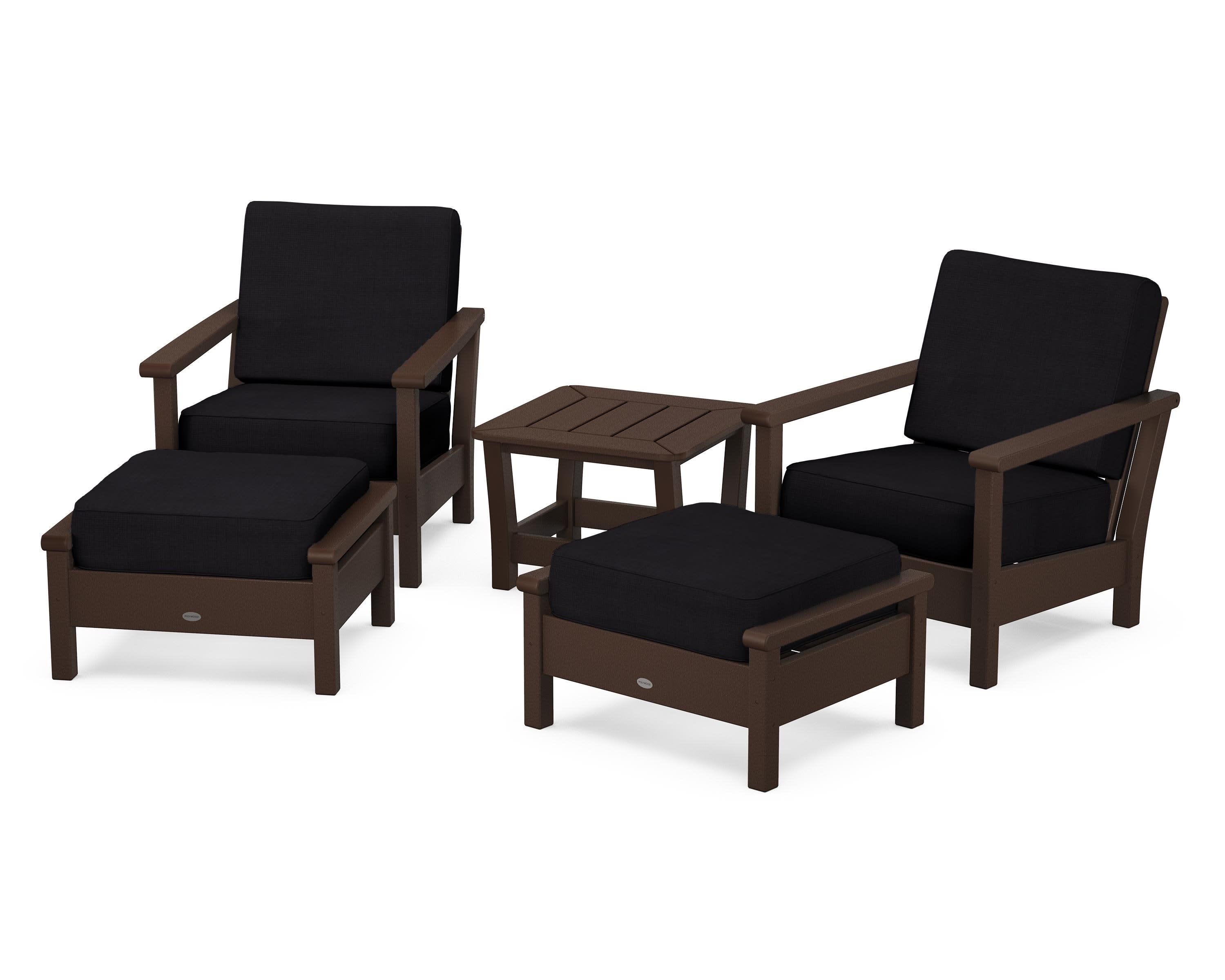 Harbour 5-Piece Deep Seating Chair Set in Mahogany / Midnight Linen