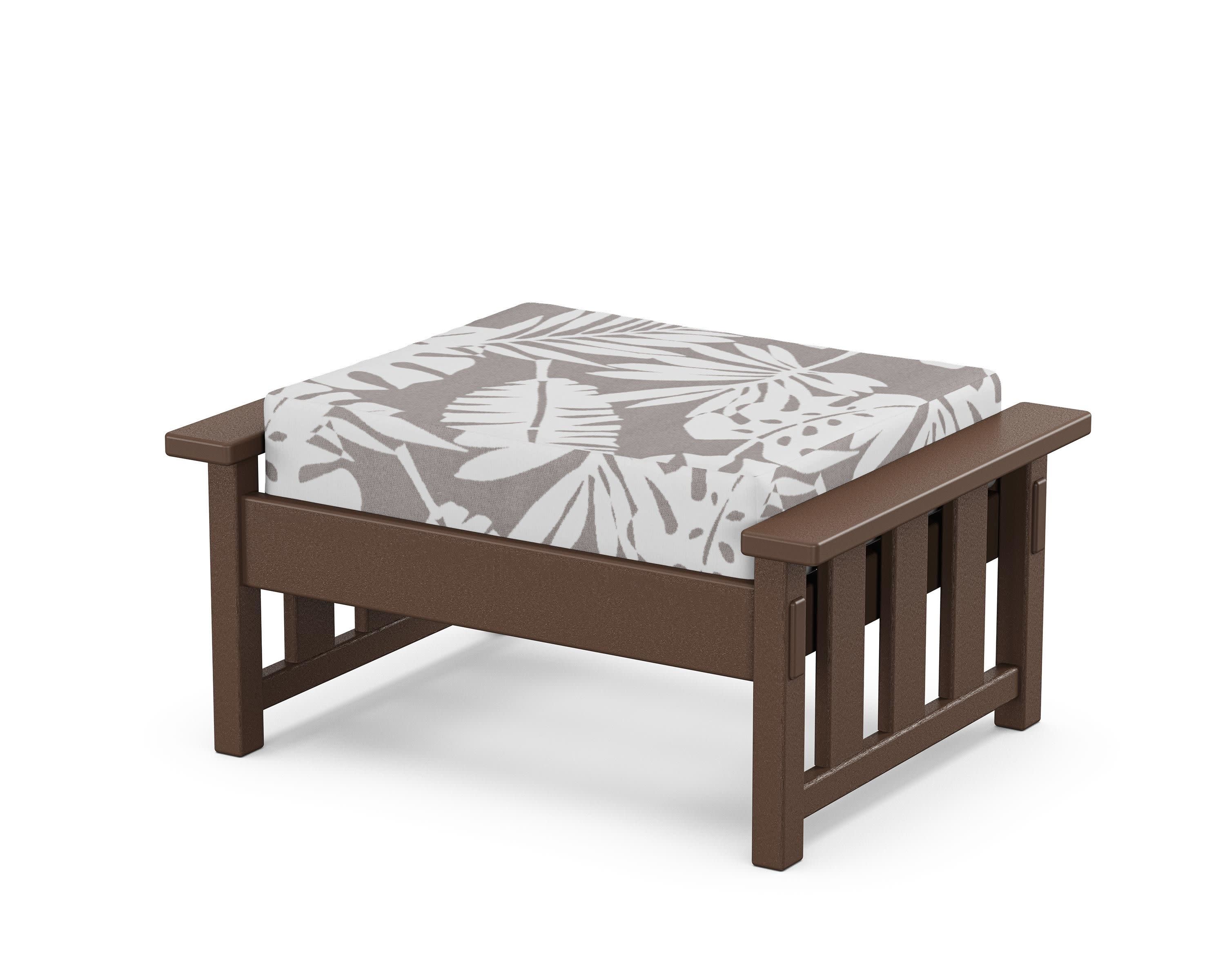 Acadia Deep Seating Ottoman in Mahogany / Leaf Grey Mist