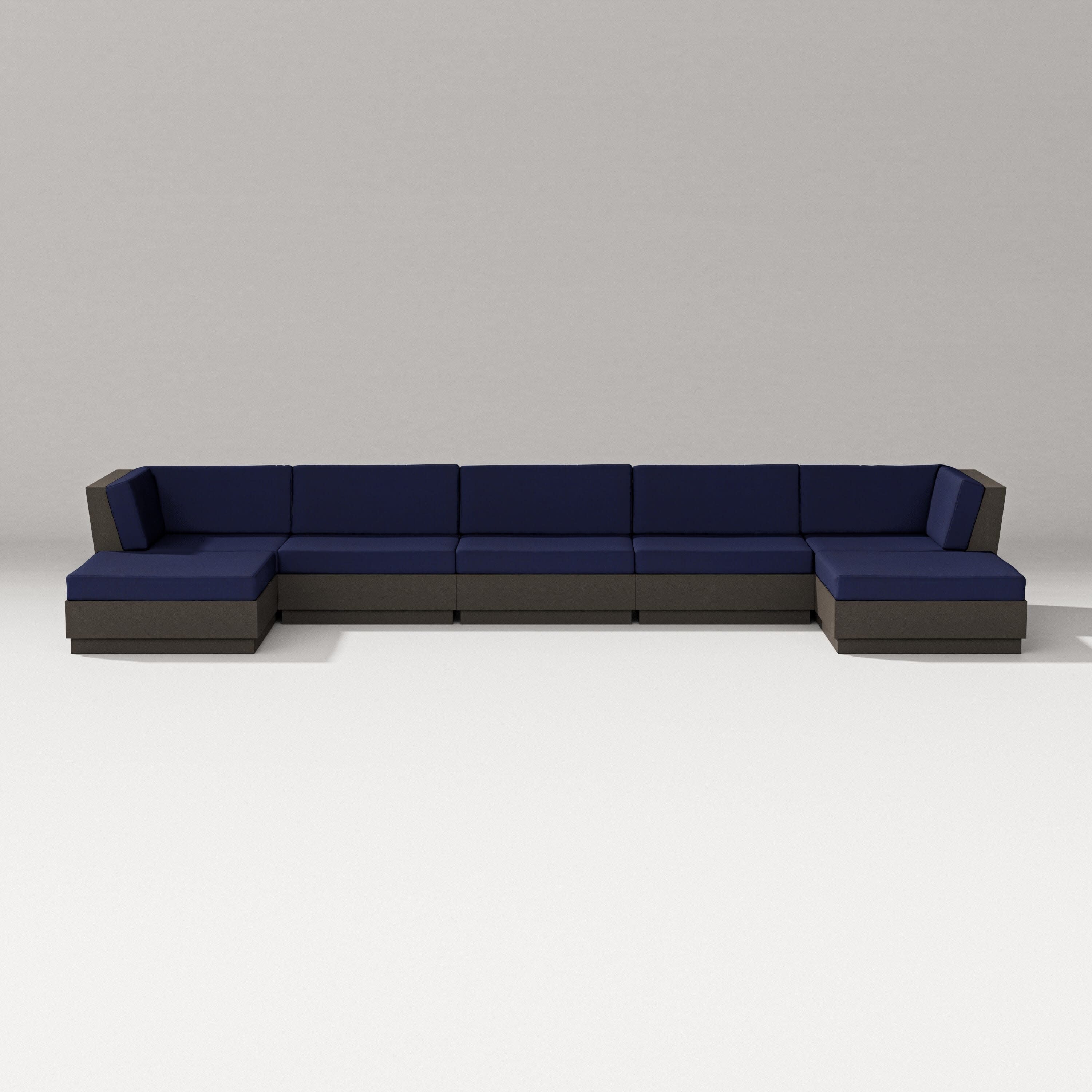 Elevate 7-Piece Double Chaise Sectional in Vintage Coffee / Navy